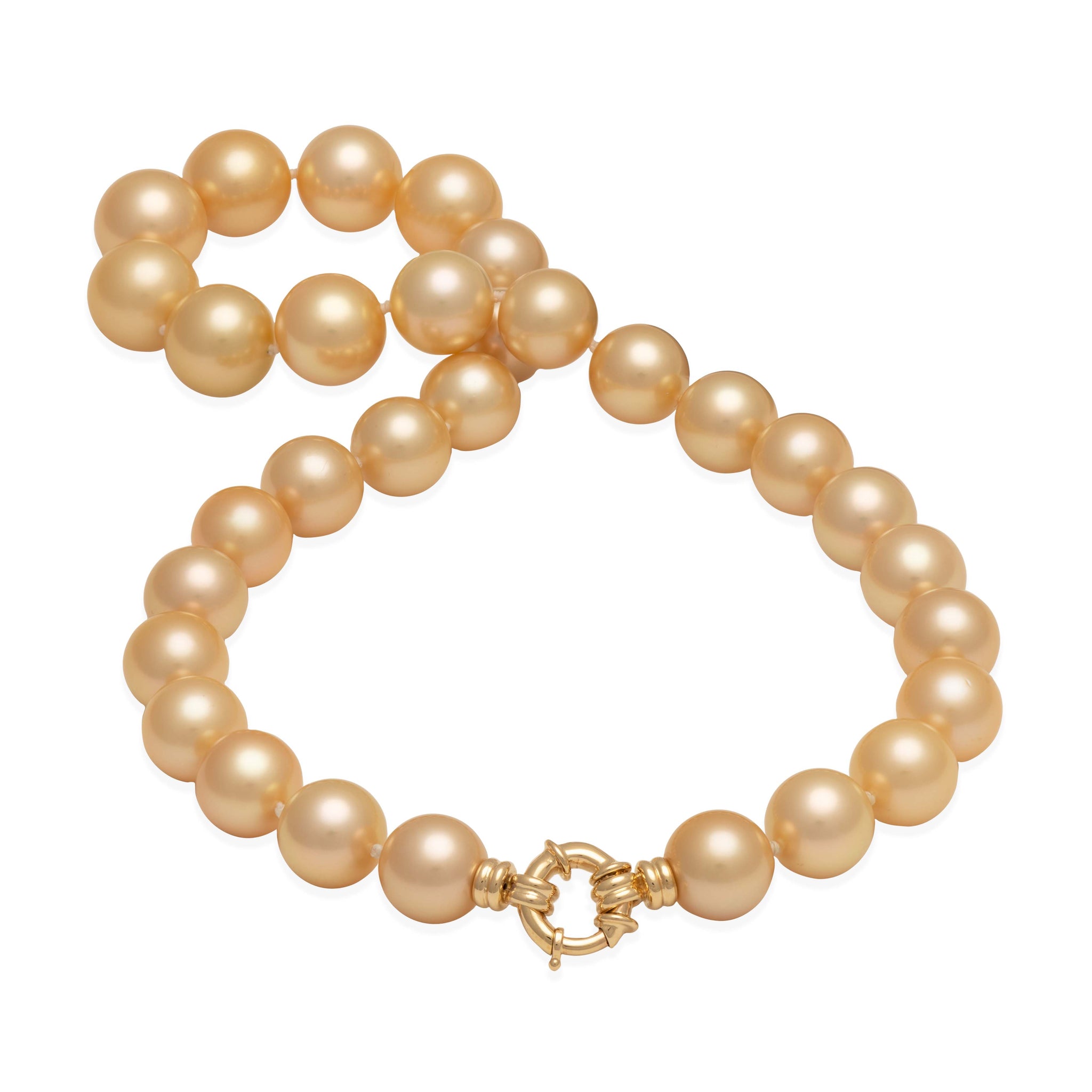 18-19 South Sea Gold Pearl Strand with Gold Clasp - 13-16mm