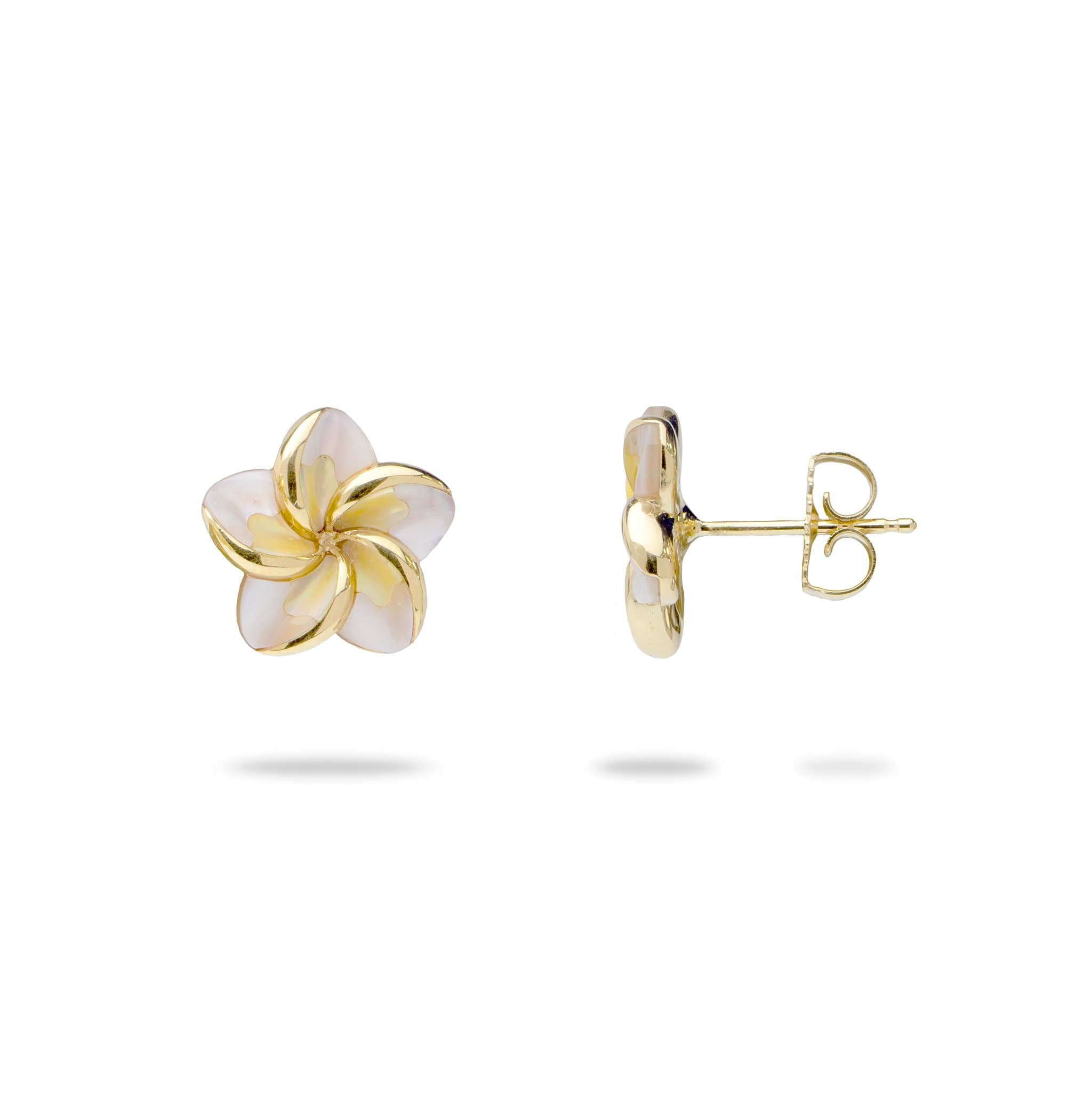 Plumeria Earrings in Gold - 18mm – Maui Divers Jewelry