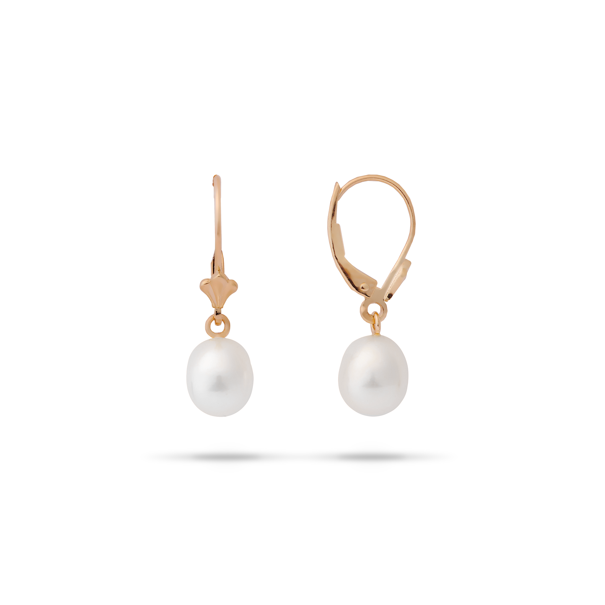 Boucles d'oreilles en eau douce en or - 7,5-8 mm