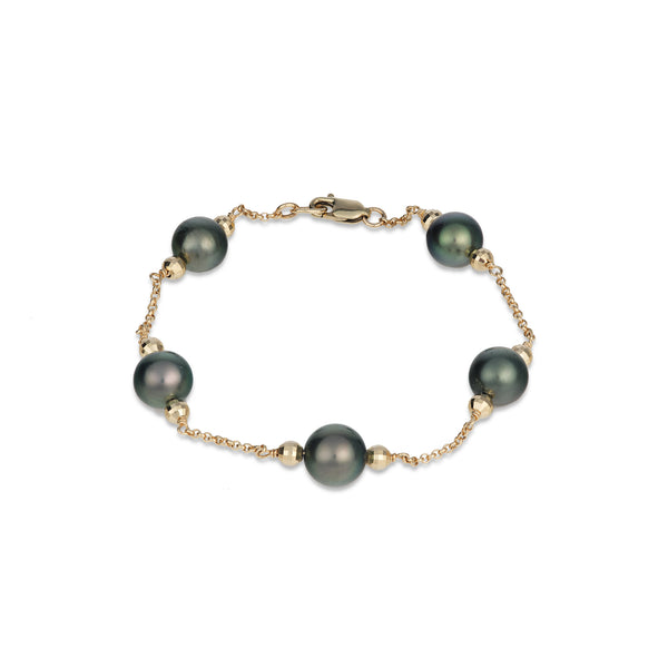 Bracelet LYLIA - Tahitian pearls bracelet - offers paper clip chain bracelet (B570)