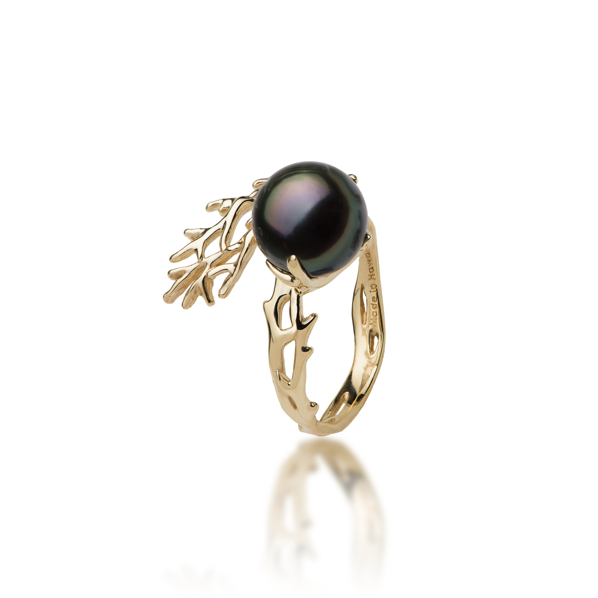 Heritage Tahitian Black Pearl Ring in Gold - 8-9mm