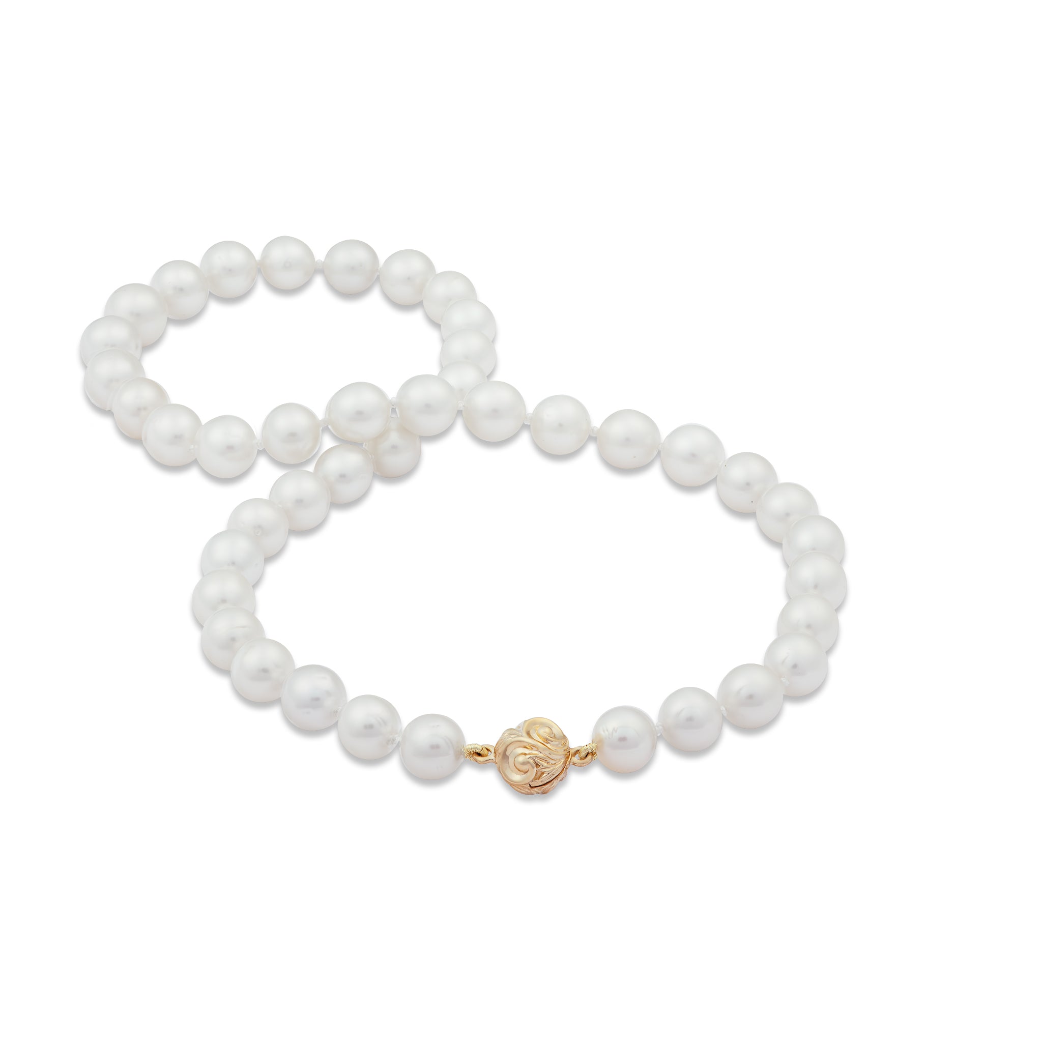 18-19" South Sea White Pearl Strand with Magnetic Clasp in Gold - 9-10mm