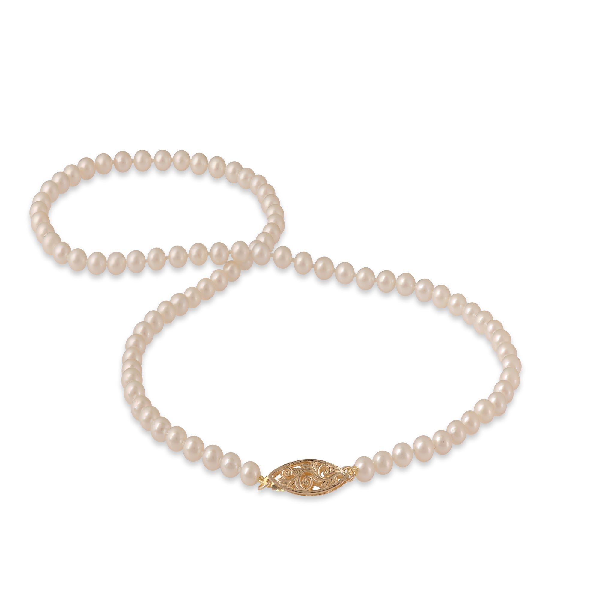 18-19" Freshwater White Pearl Strand with Gold Clasp - 4-4.5mm