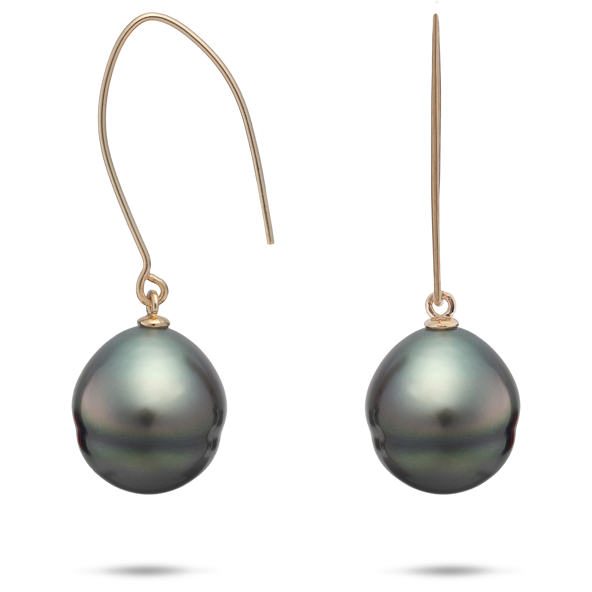 Circle Tahitian Black Pearl Earrings in Gold - 12-15mm