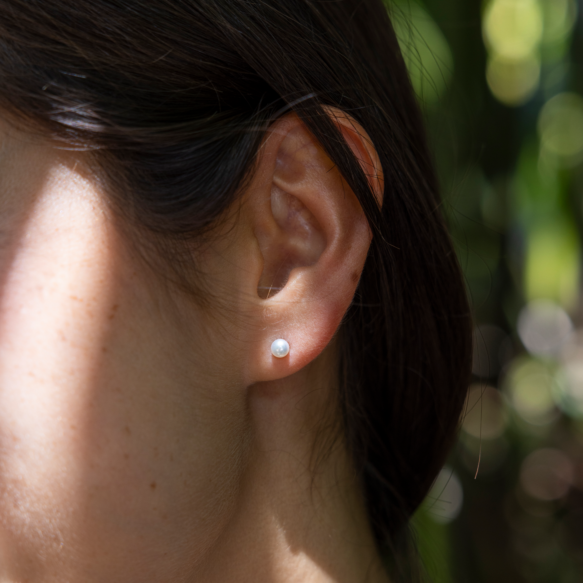 Akoya White Pearl Earrings in Gold - 4.5-5mm