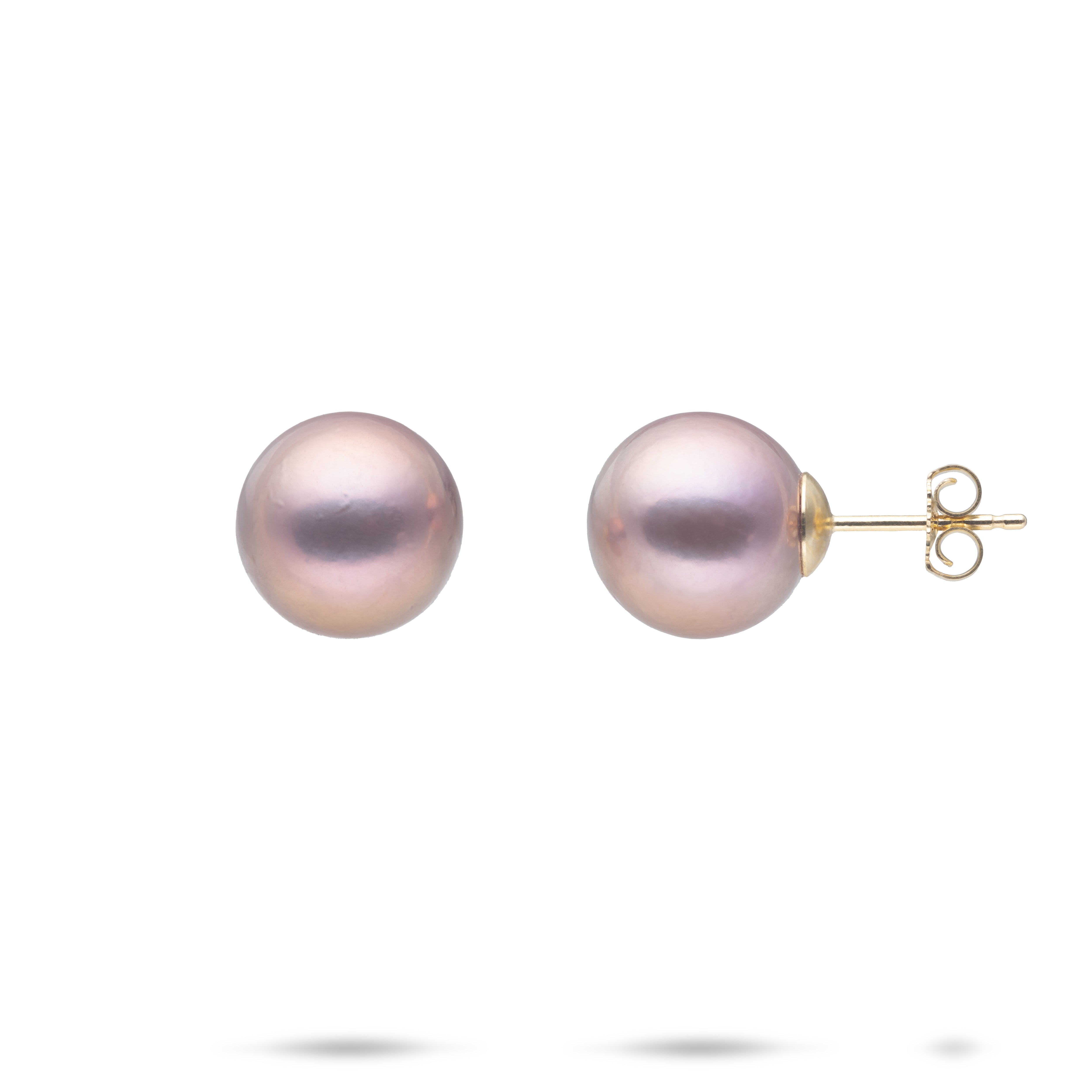 Lilac Freshwater Pearl Earrings in Gold - 10-11mm