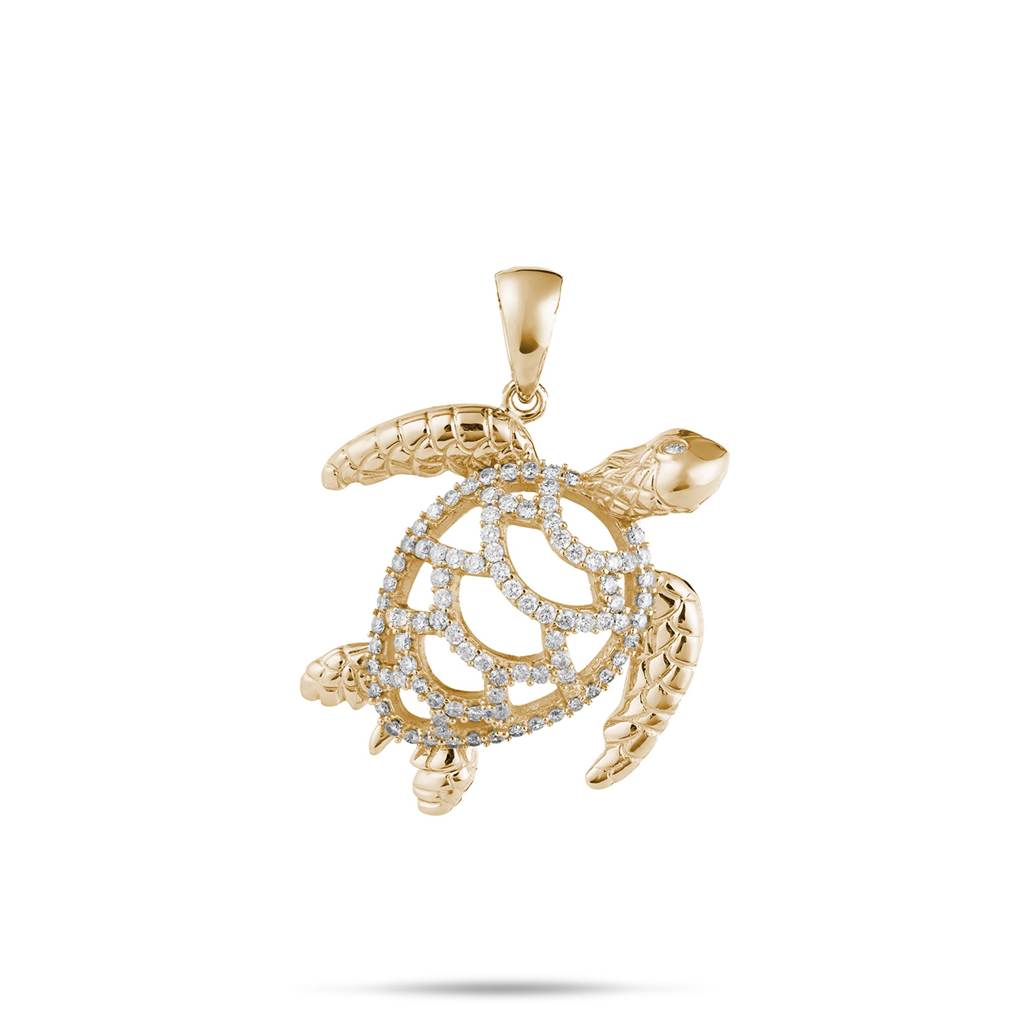 Honu Pendant in Gold with Diamonds - 28mm