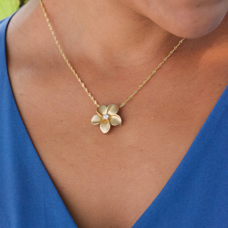 Amazon.com: Elegant 14k Yellow Gold Hawaiian Plumeria Flowers Charm Pendant  : Claddagh: Clothing, Shoes & Jewelry