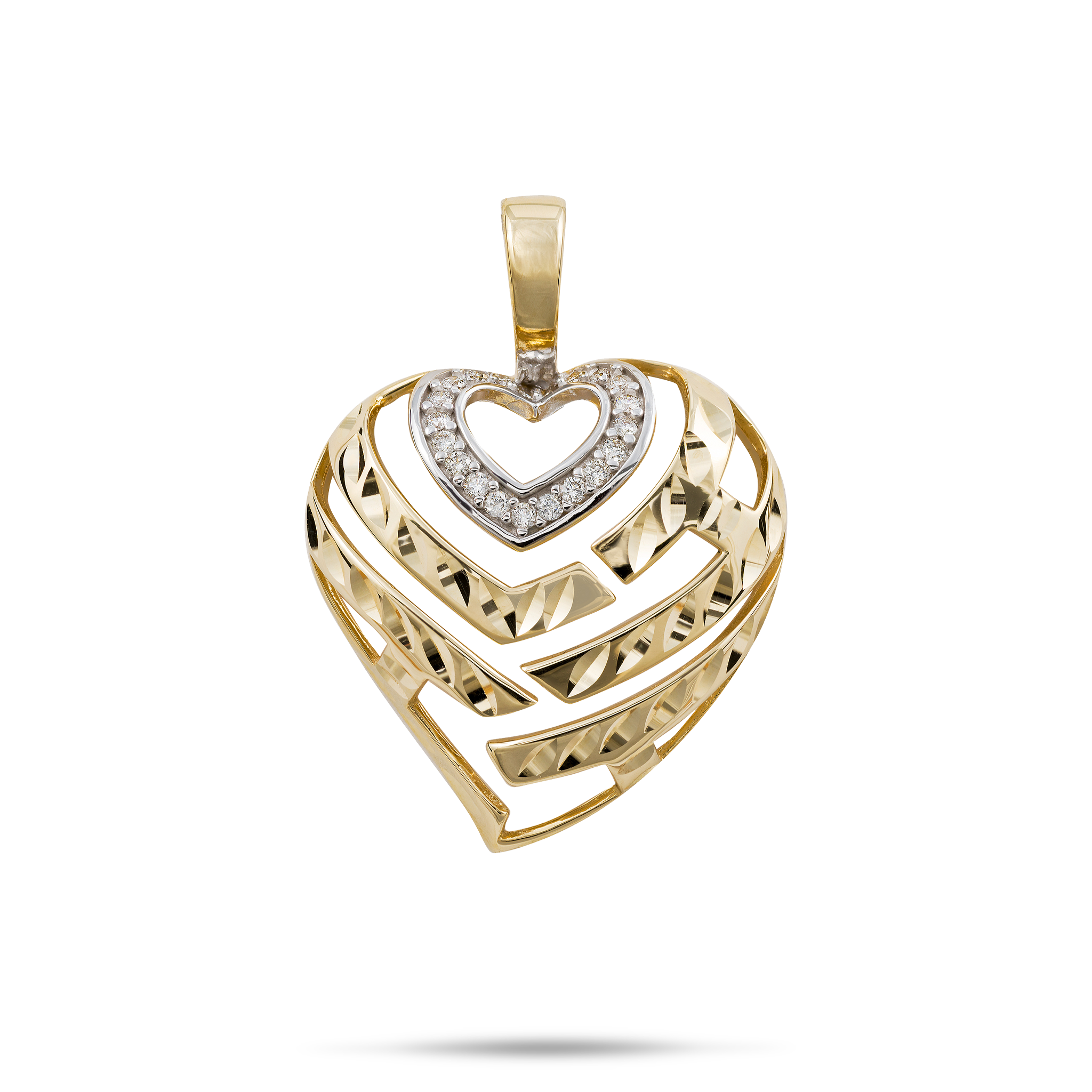 Aloha Heart Pendant in Gold with Diamonds - 24mm