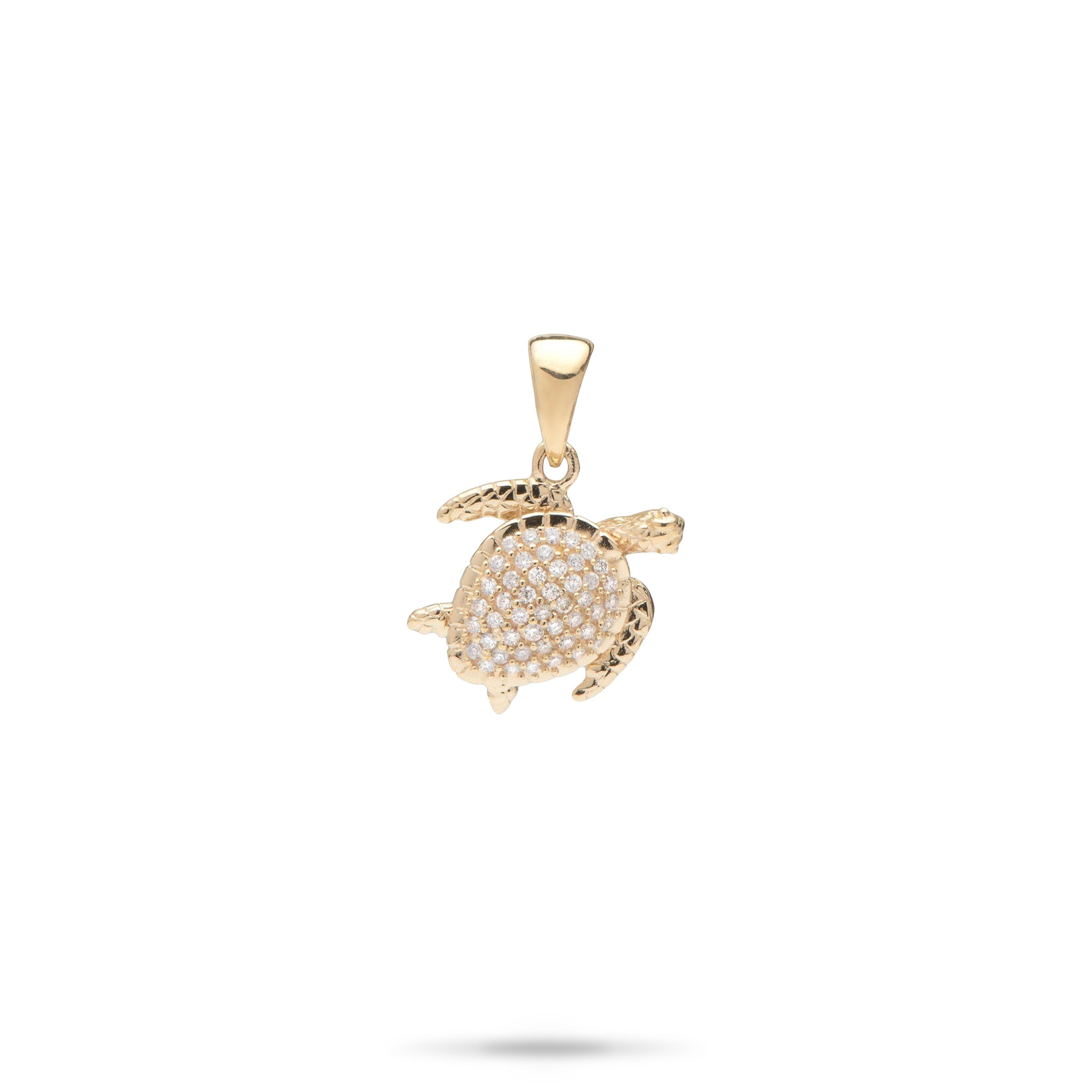 Honu Pendant in Gold with Diamonds - 13mm