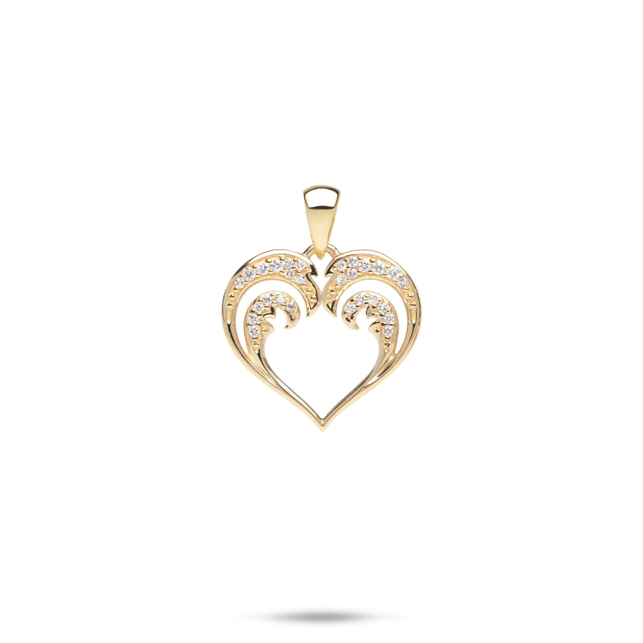 Nalu Heart Pendant in Gold with Diamonds - 15mm