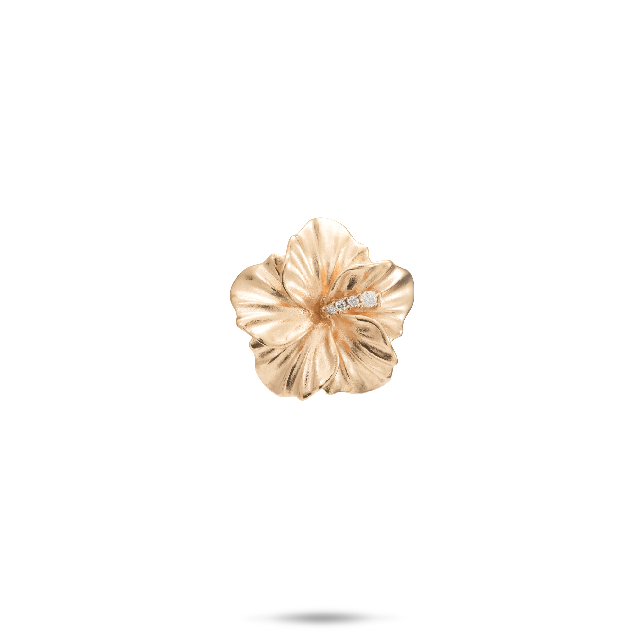 Hawaiian Gardens Hibiscus Pendant in Gold with Diamonds - 15mm