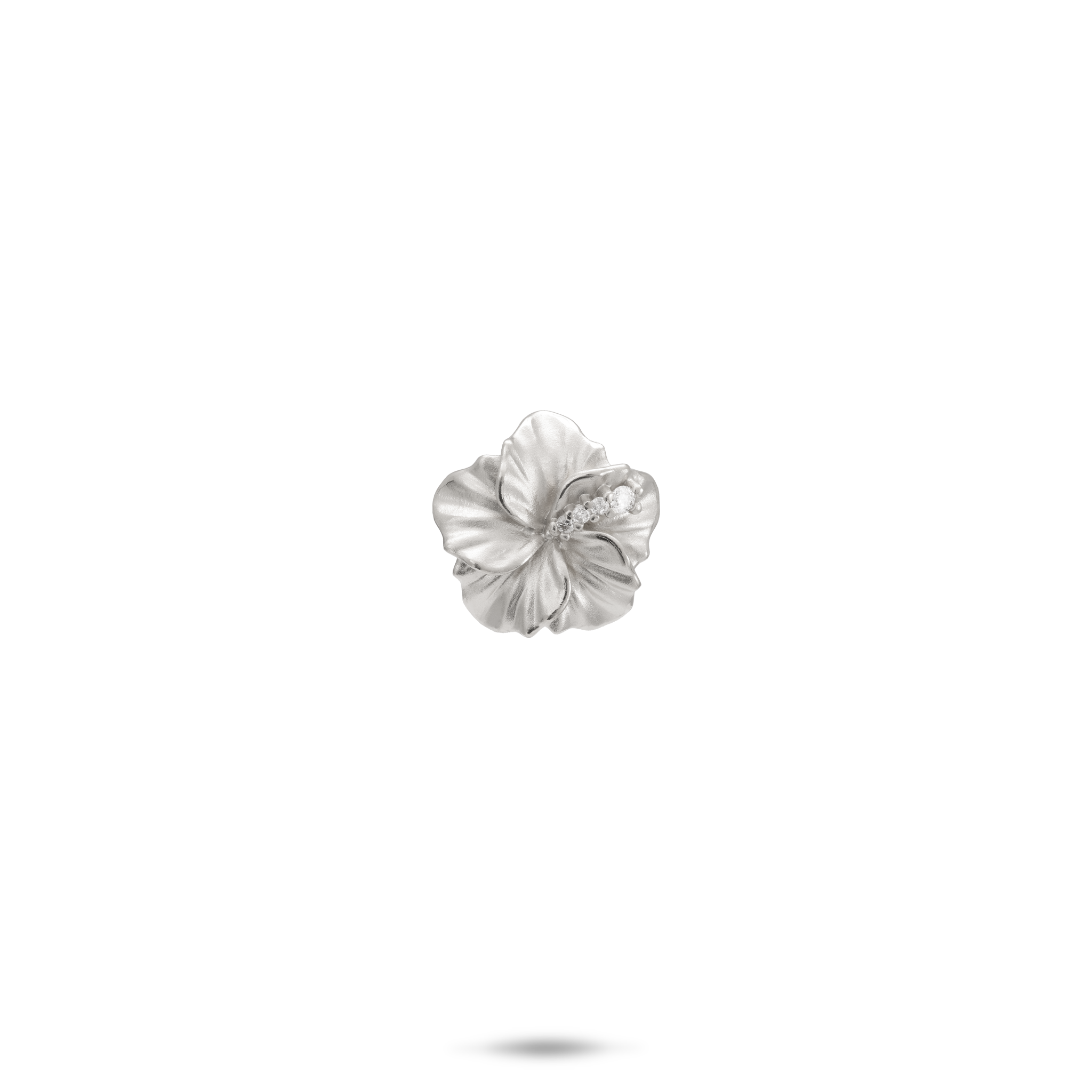 Gardens hawaïens Pendant Hibiscus en or blanc avec diamants - 11 mm