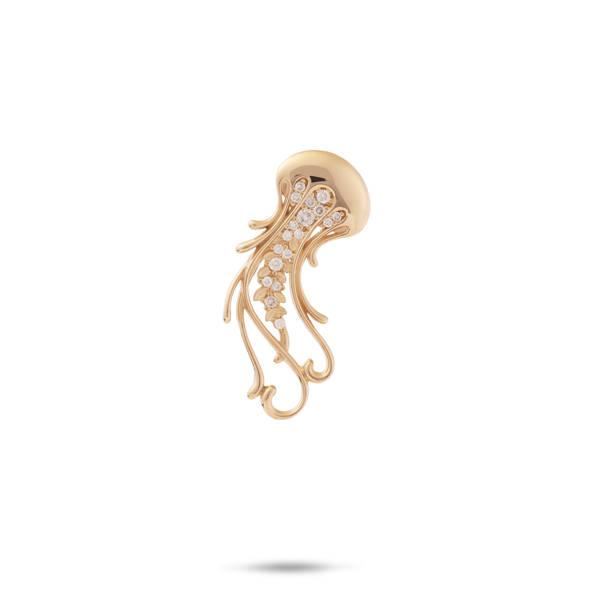 Ocean Dance Jellyfish Pendant in Gold with Diamonds - 24mm