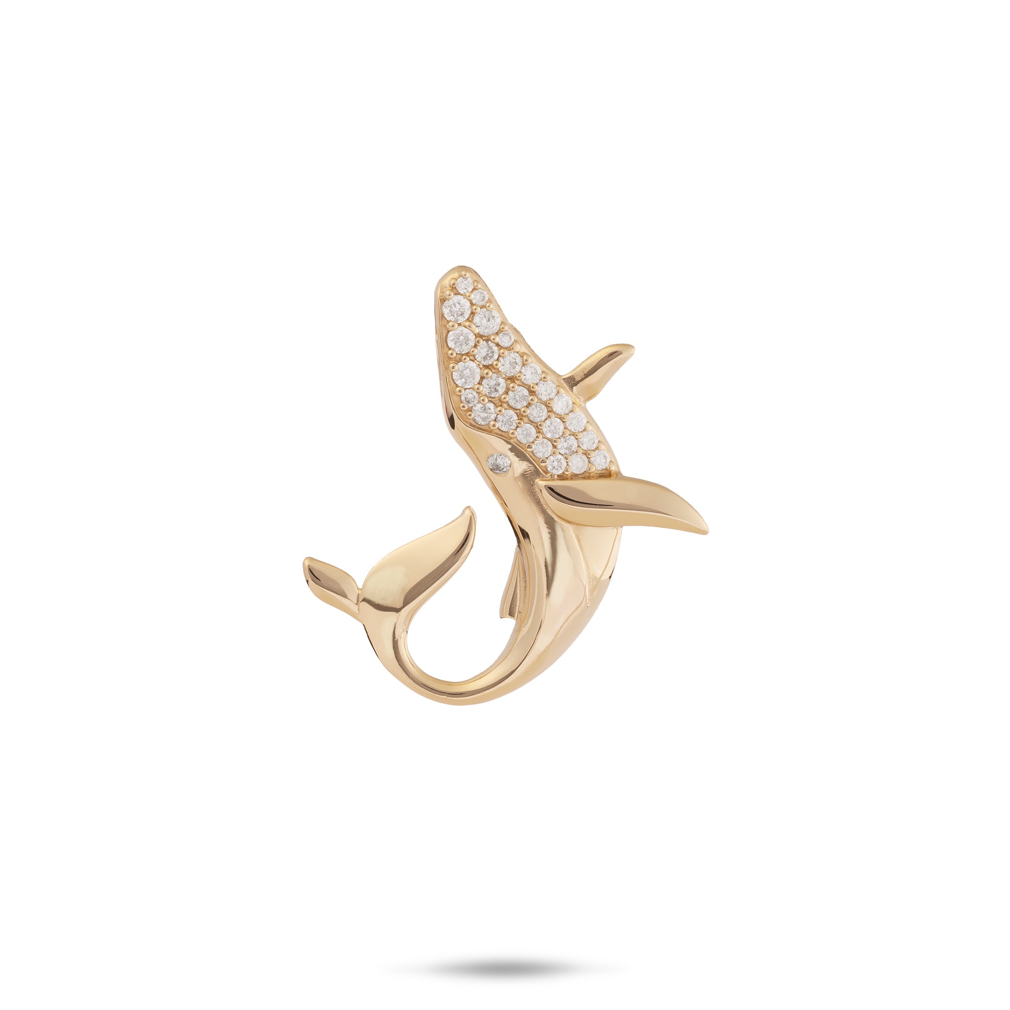 Ocean Dance Whale-Anhänger in Gold mit Diamanten – 22 mm 