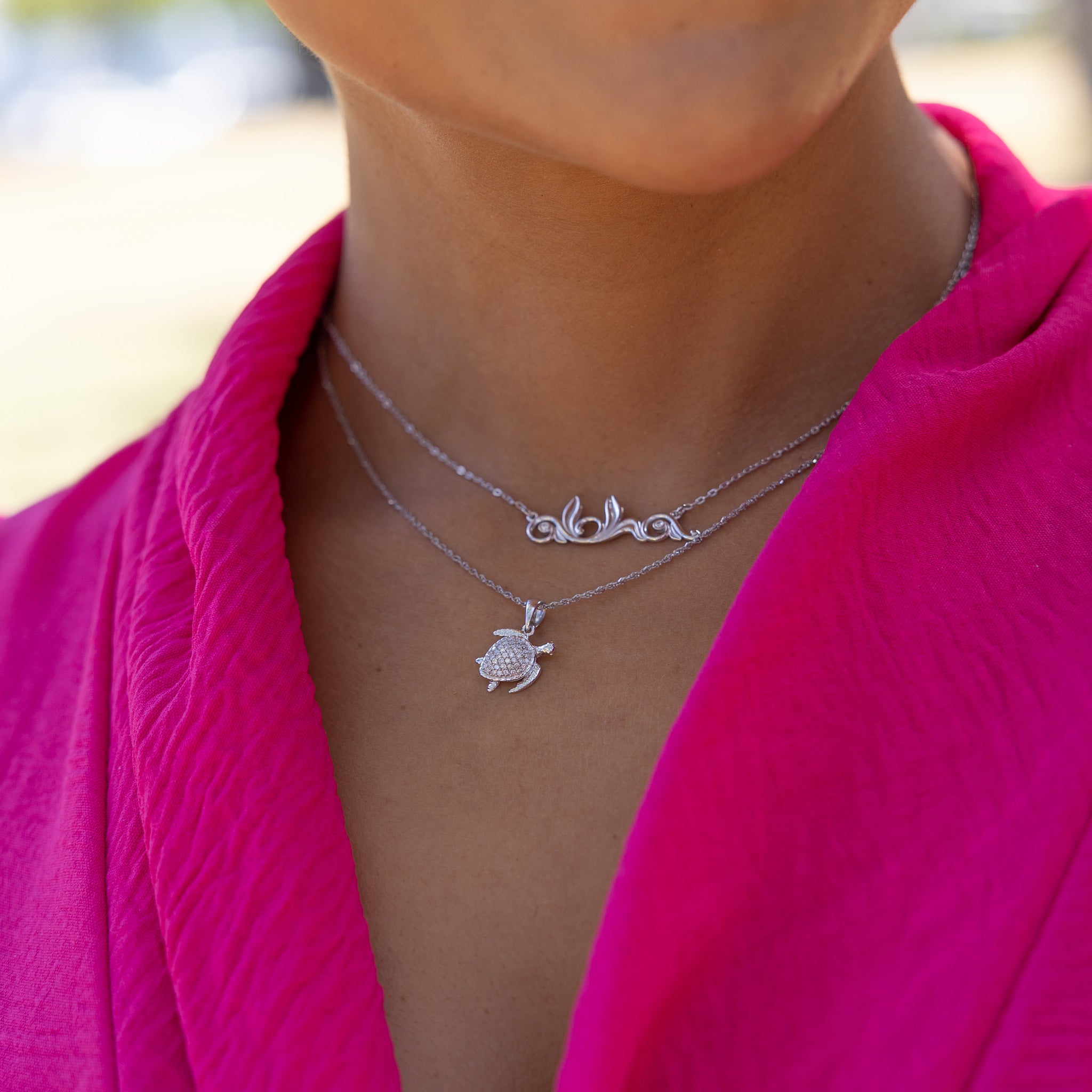 WOMENS Hawaiian Turtle White outlet Crystal Crown Necklace