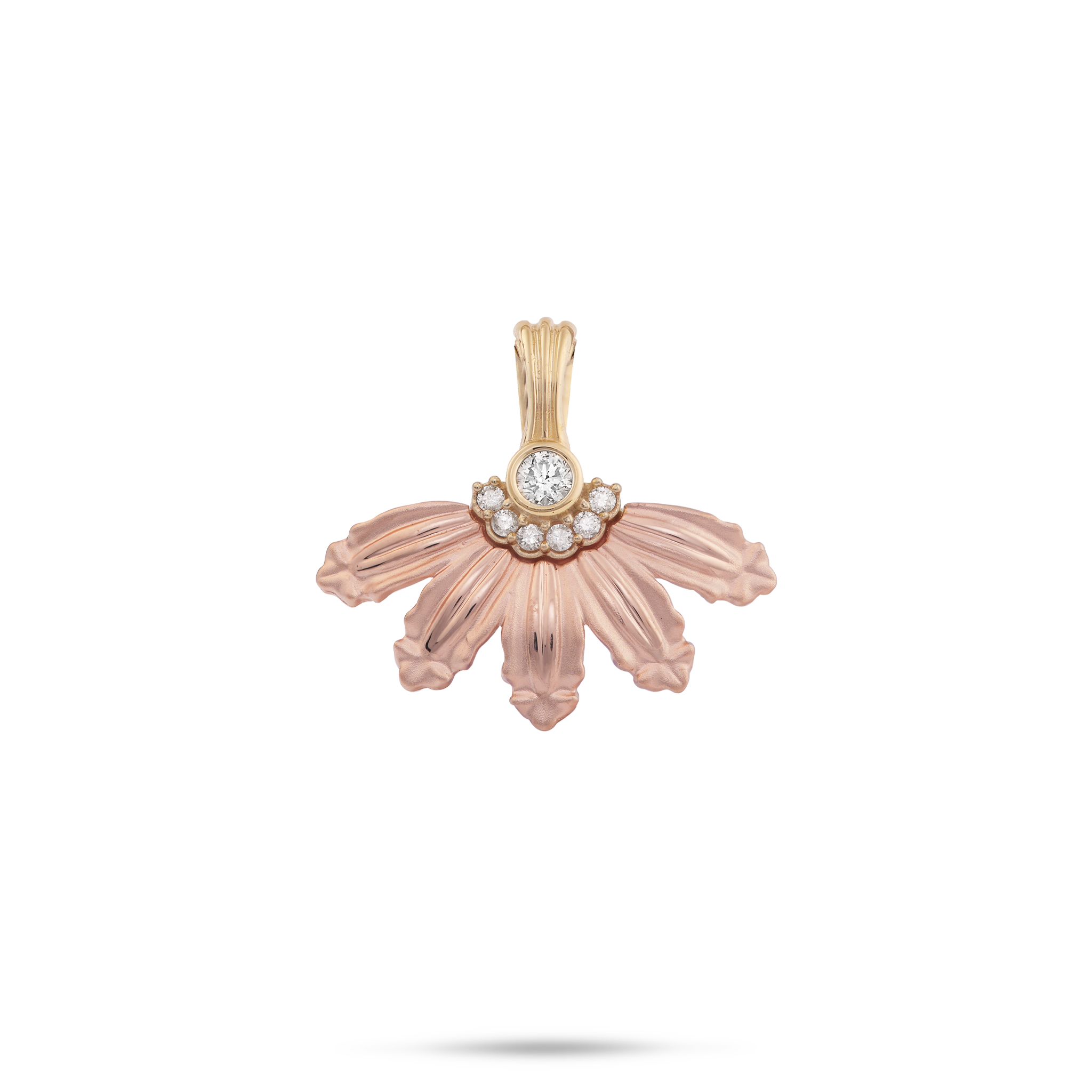 Mountain Naupaka Pendant in Two Tone Gold with Diamonds - 20mm