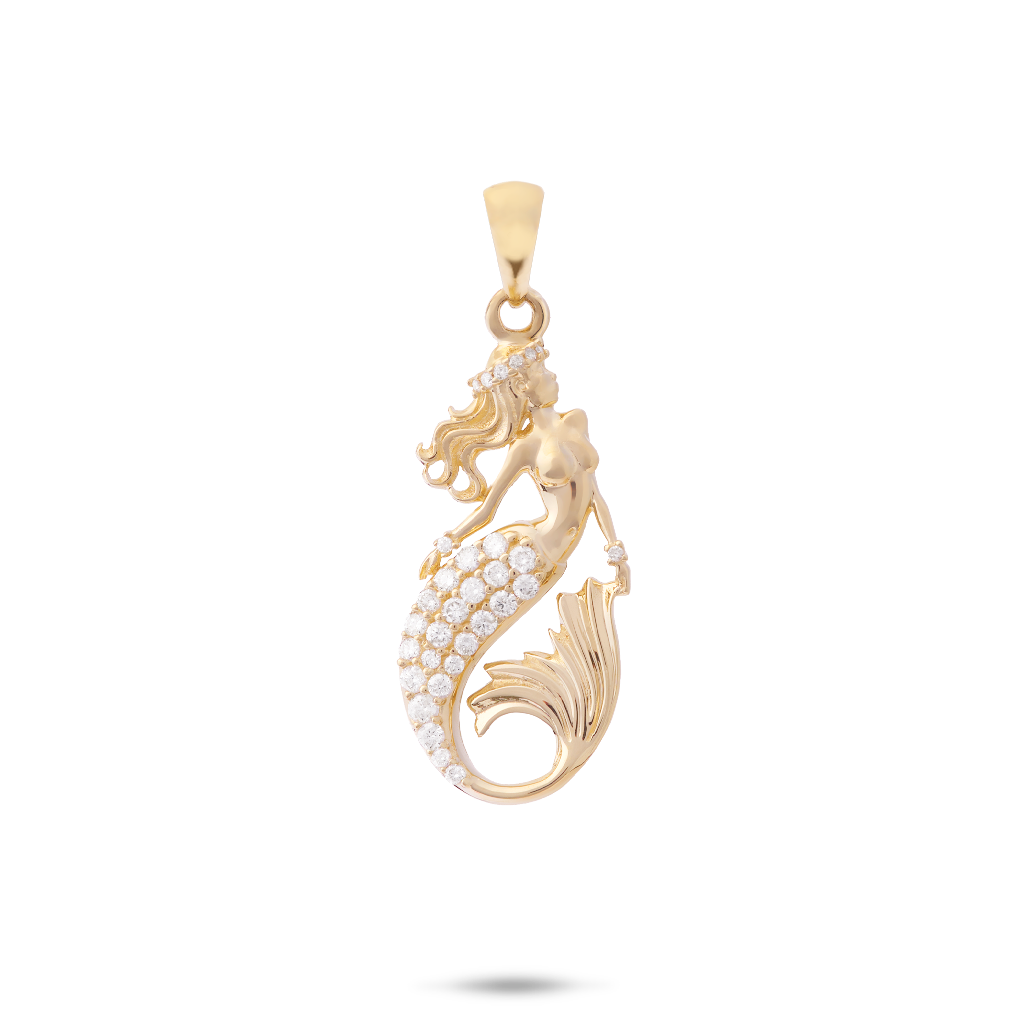 Sealife Mermaid Pendant in Gold with Diamonds - 24mm