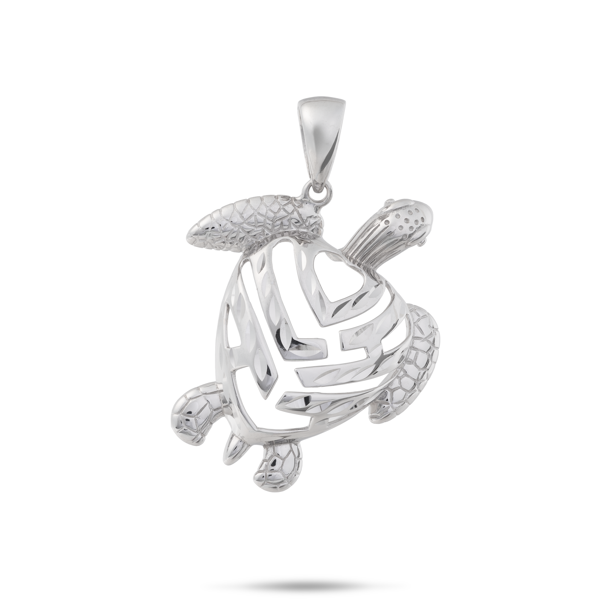 HONU Aloha Heart Pendant en or blanc - 26 mm