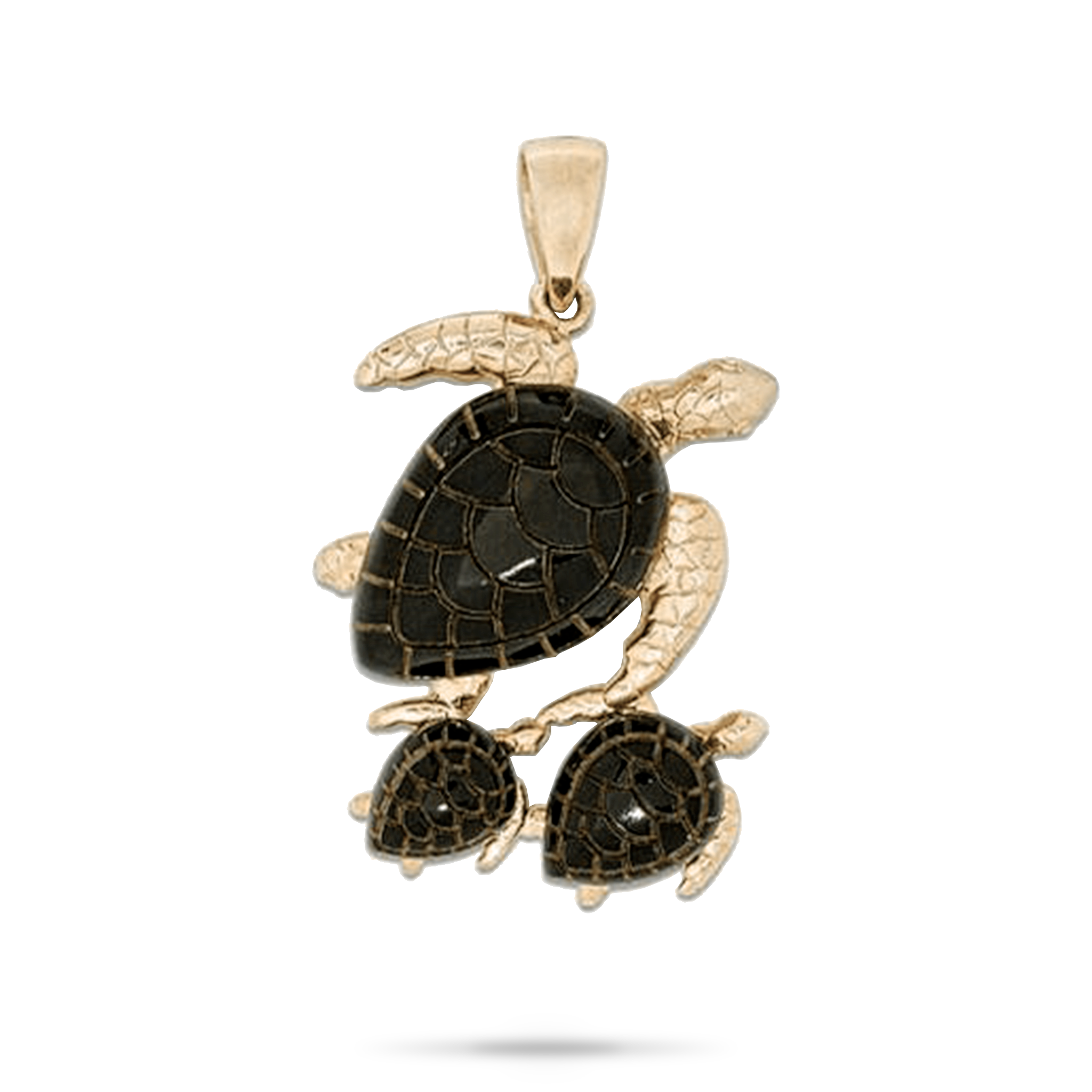 Honu Black Coral Pendant in Gold - 31mm