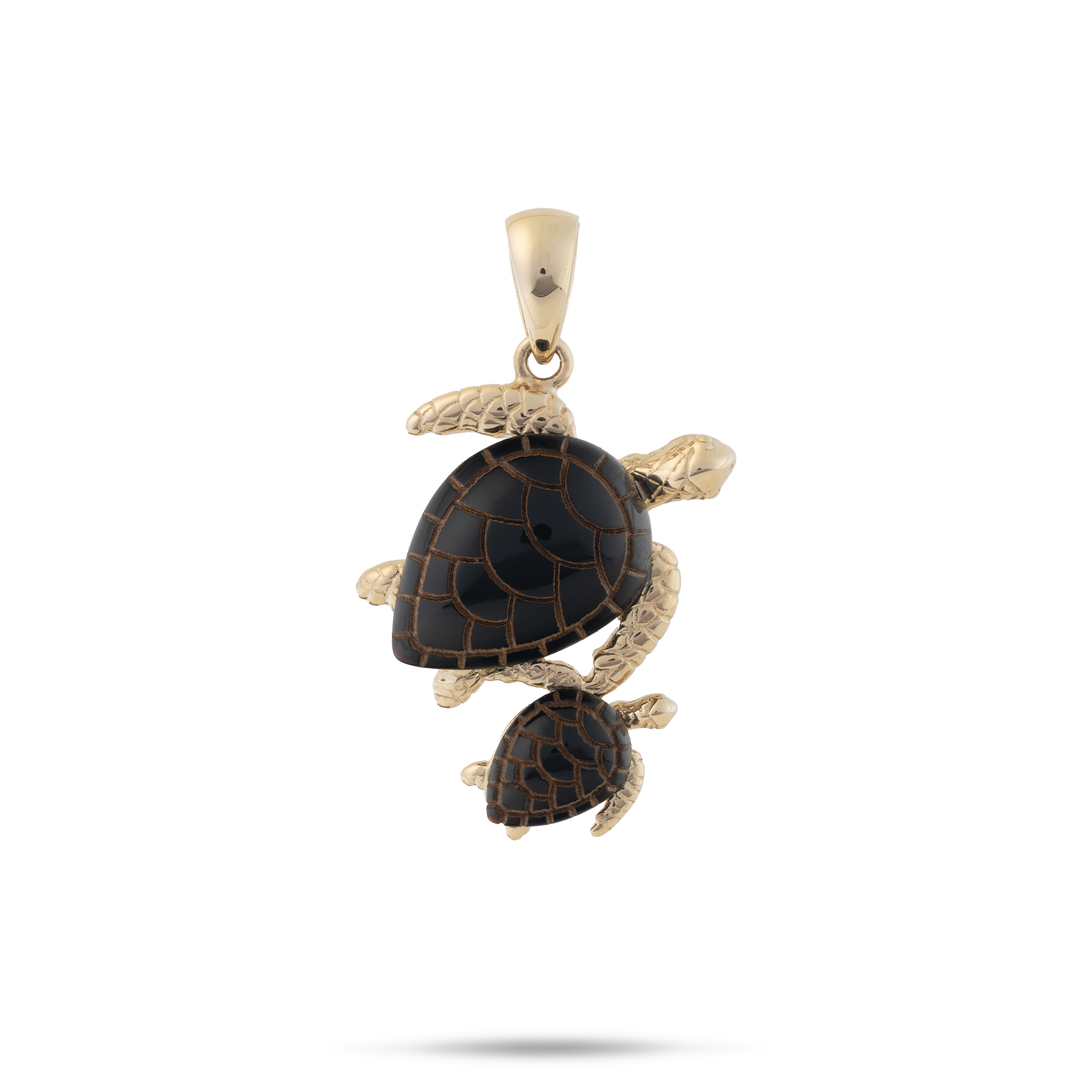 Honu Black Coral Anhänger in Gold – 24 mm