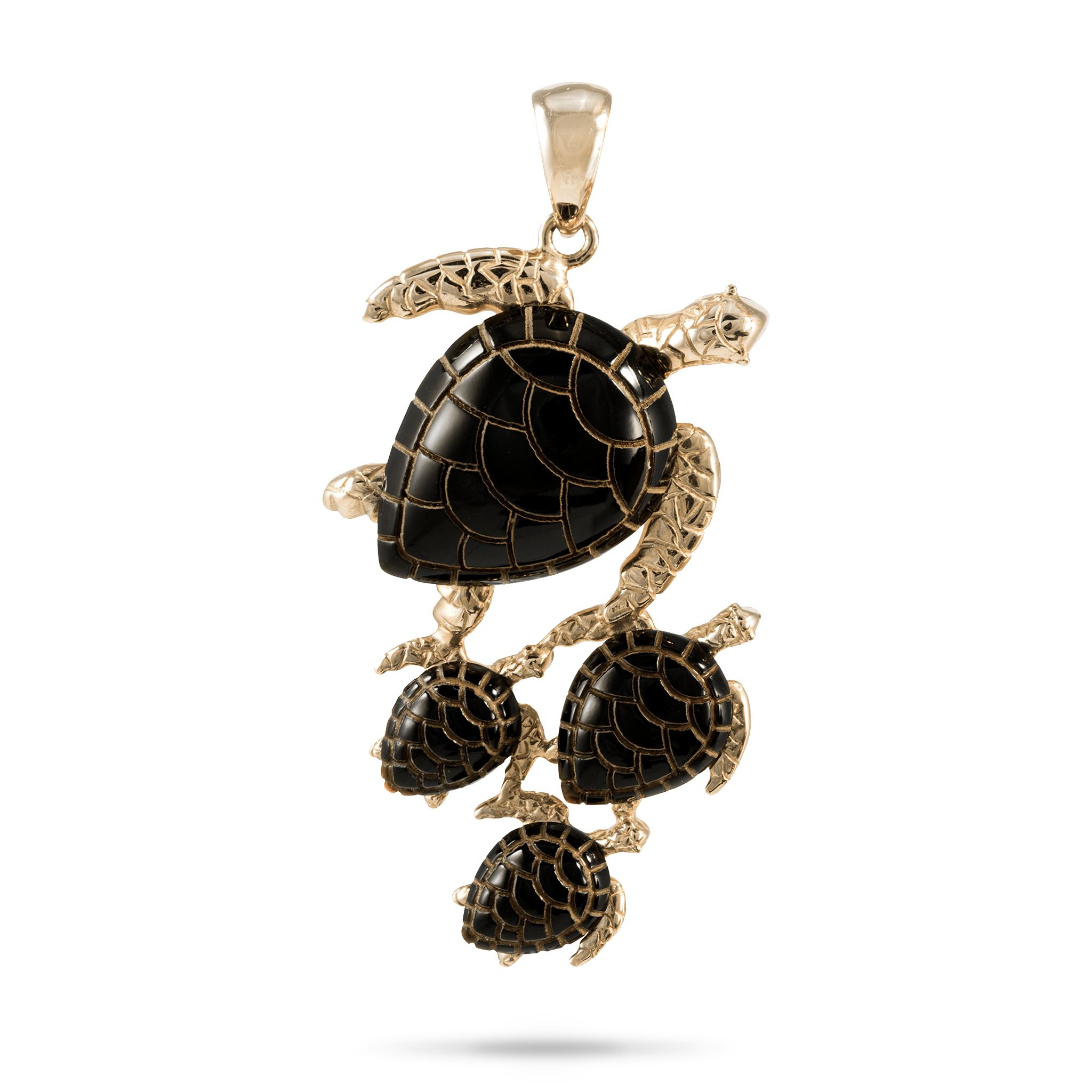 HONU Black Coral Pendant en or - 37 mm