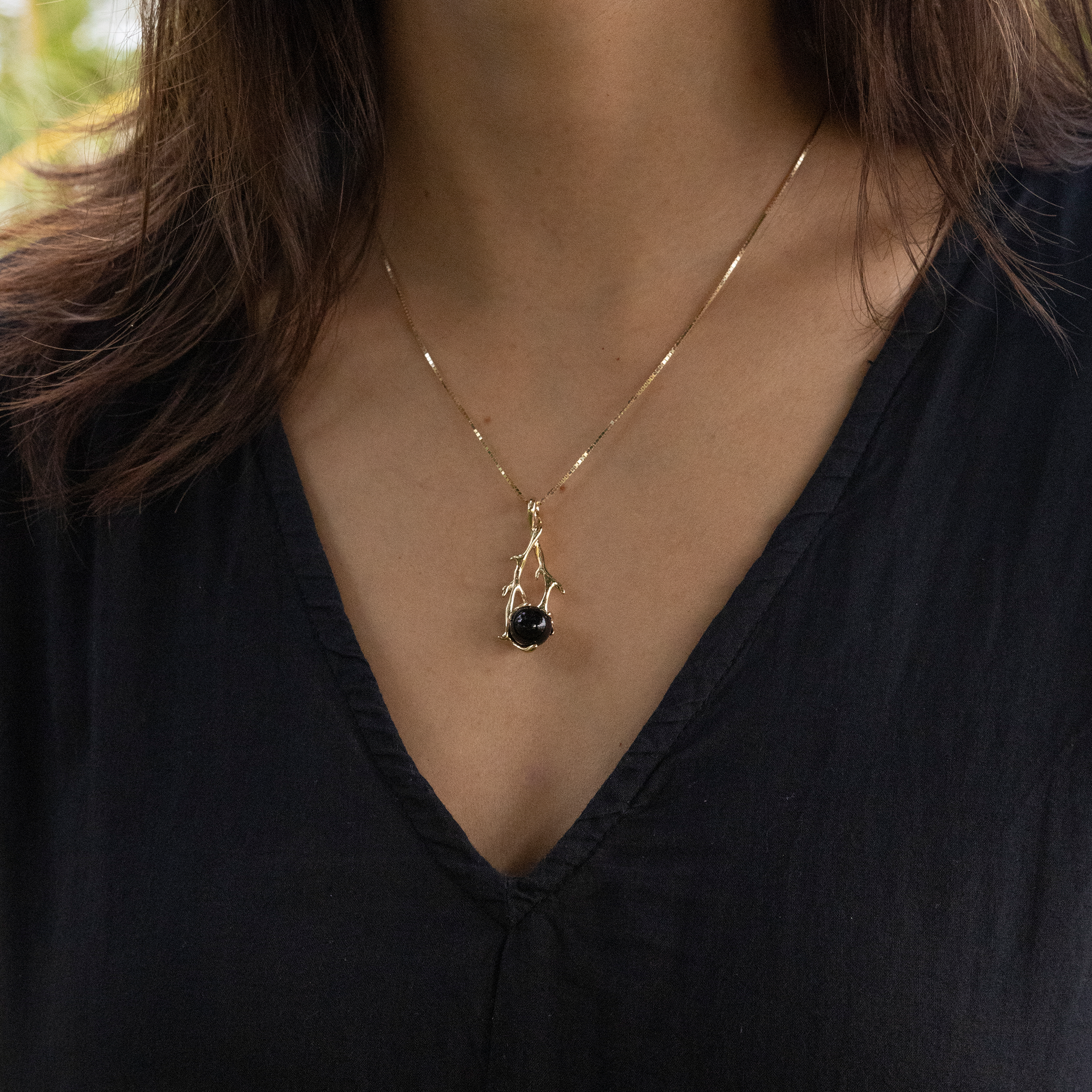 Heritage Black Coral Pendant in Gold