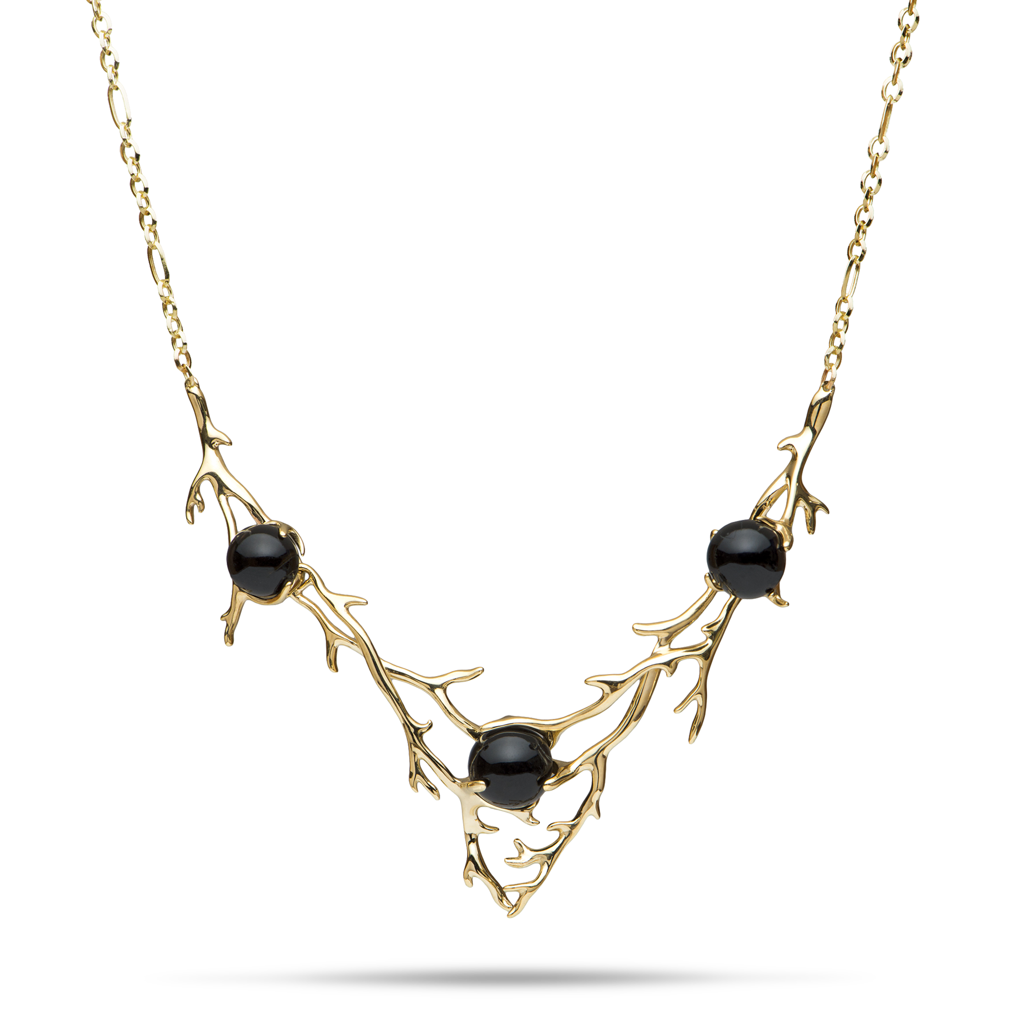 16.5-18" Adjustable Heritage Black Coral Necklace in Gold