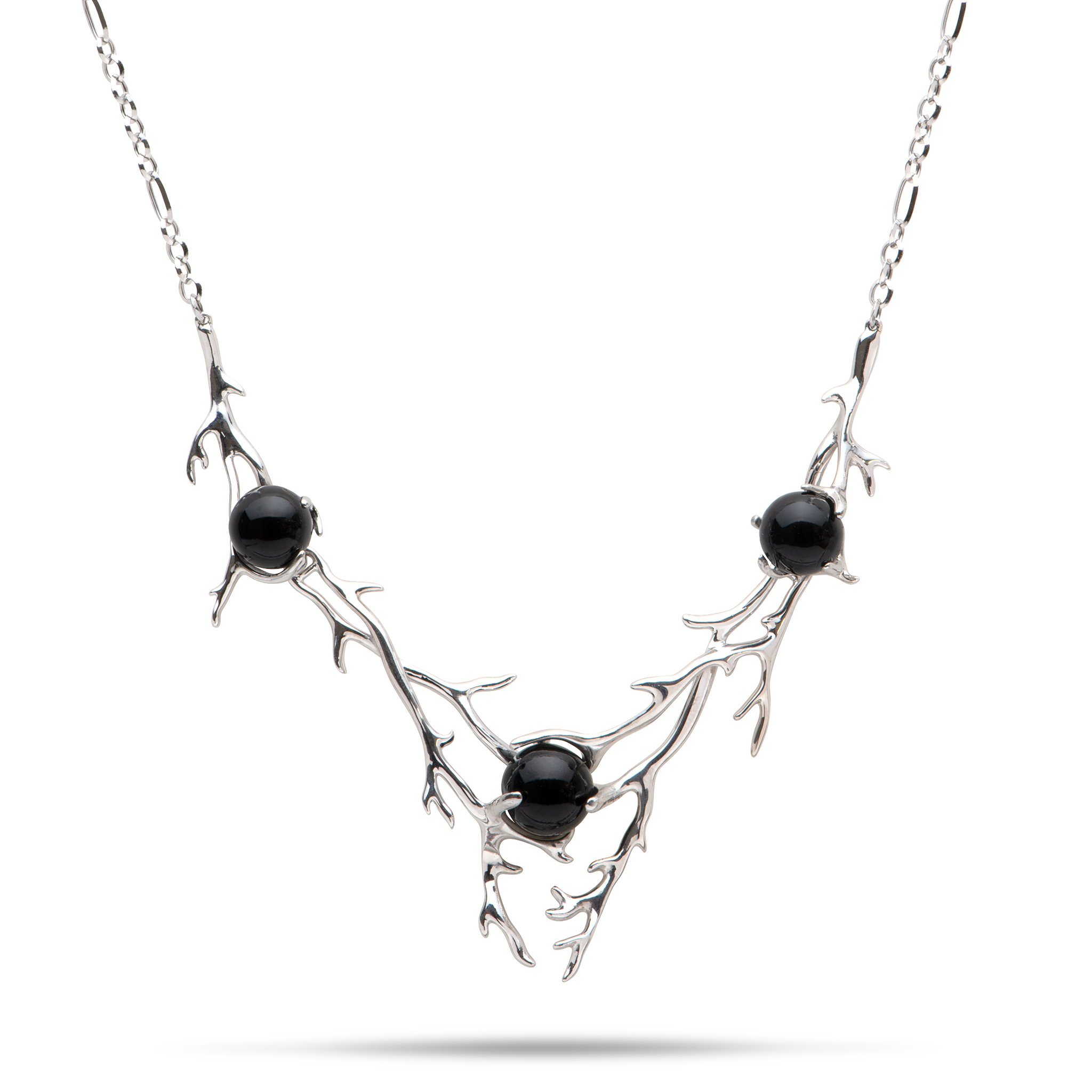 16.5-18" Adjustable Heritage Black Coral Necklace in White Gold