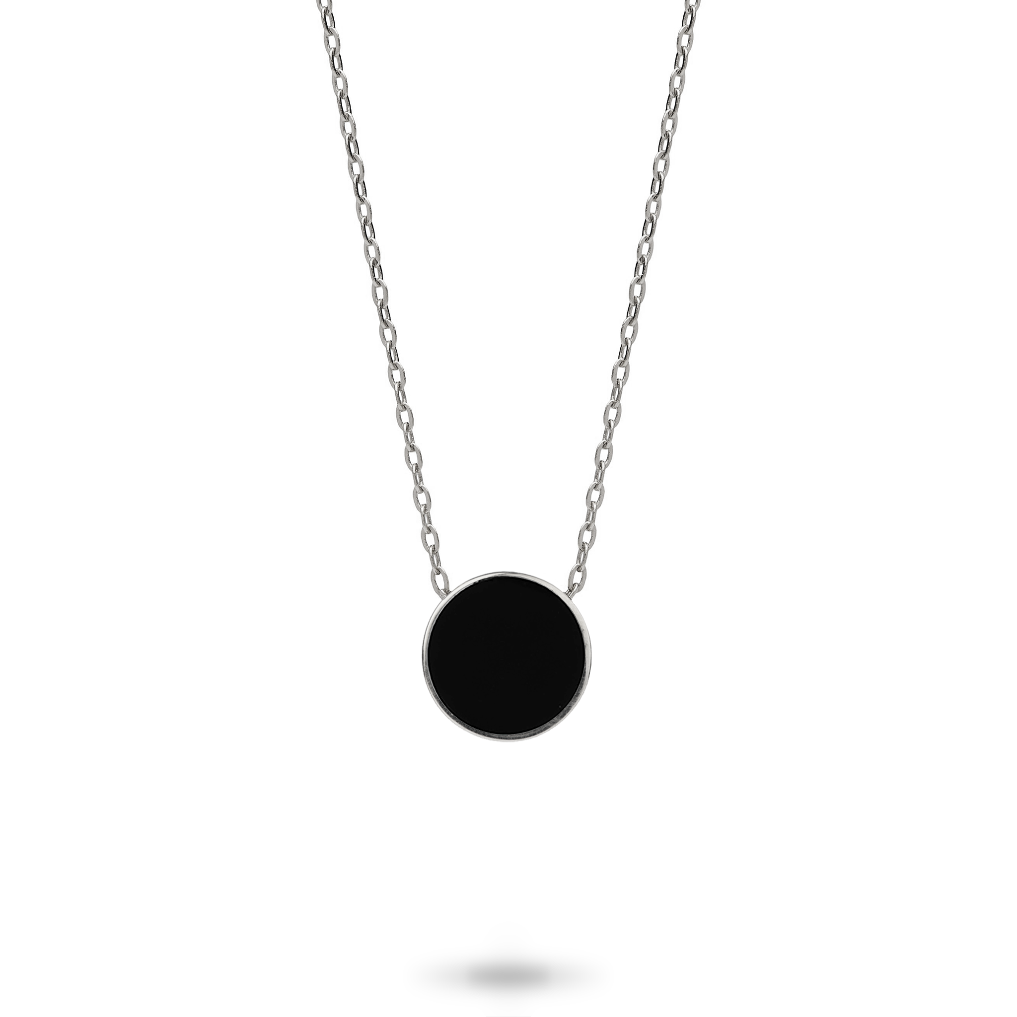 16-18" Adjustable Eclipse Flipside Black Coral & Mother of Pearl Necklace in White Gold - 9mm