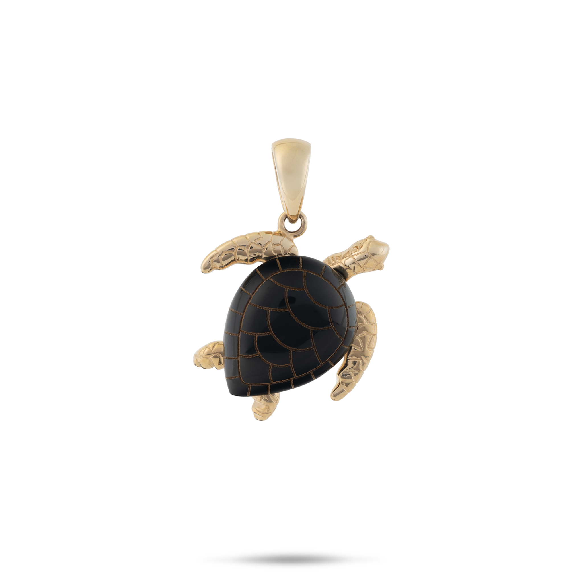 Honu Black Coral Pendant in Gold - 19mm