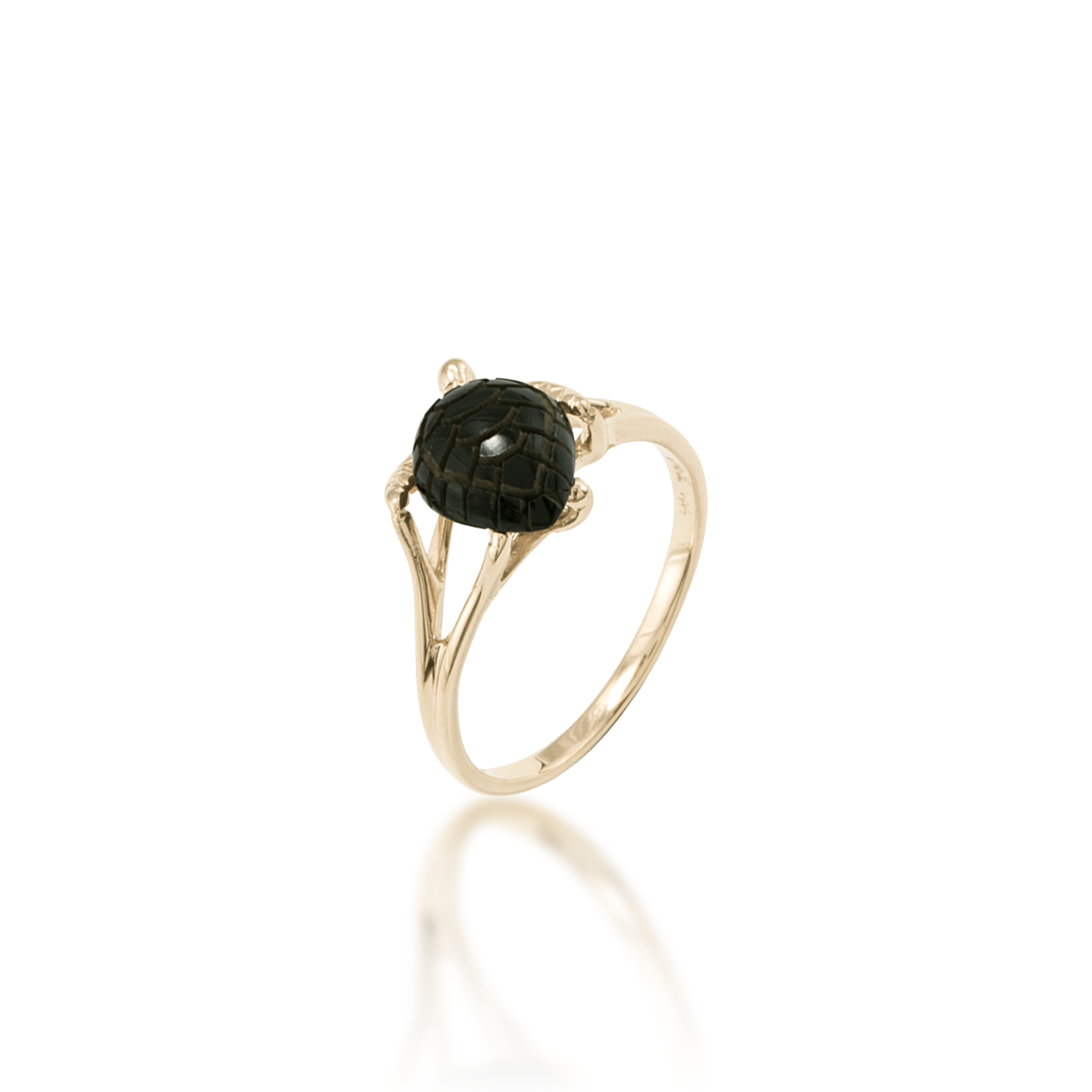 Honu Black Coral Ring in Gold - 13mm