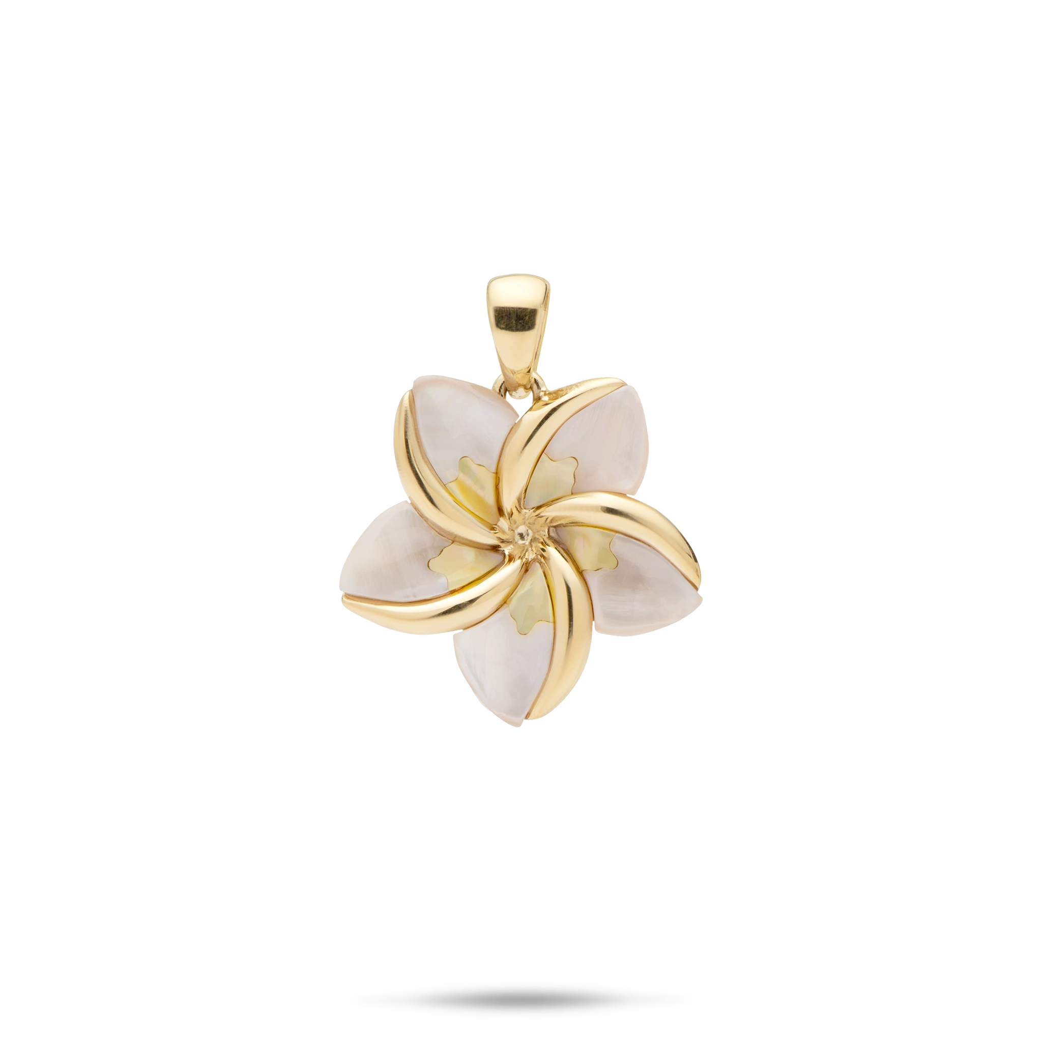 Plumeria Mother of Pearl Pendant in Gold - 18mm