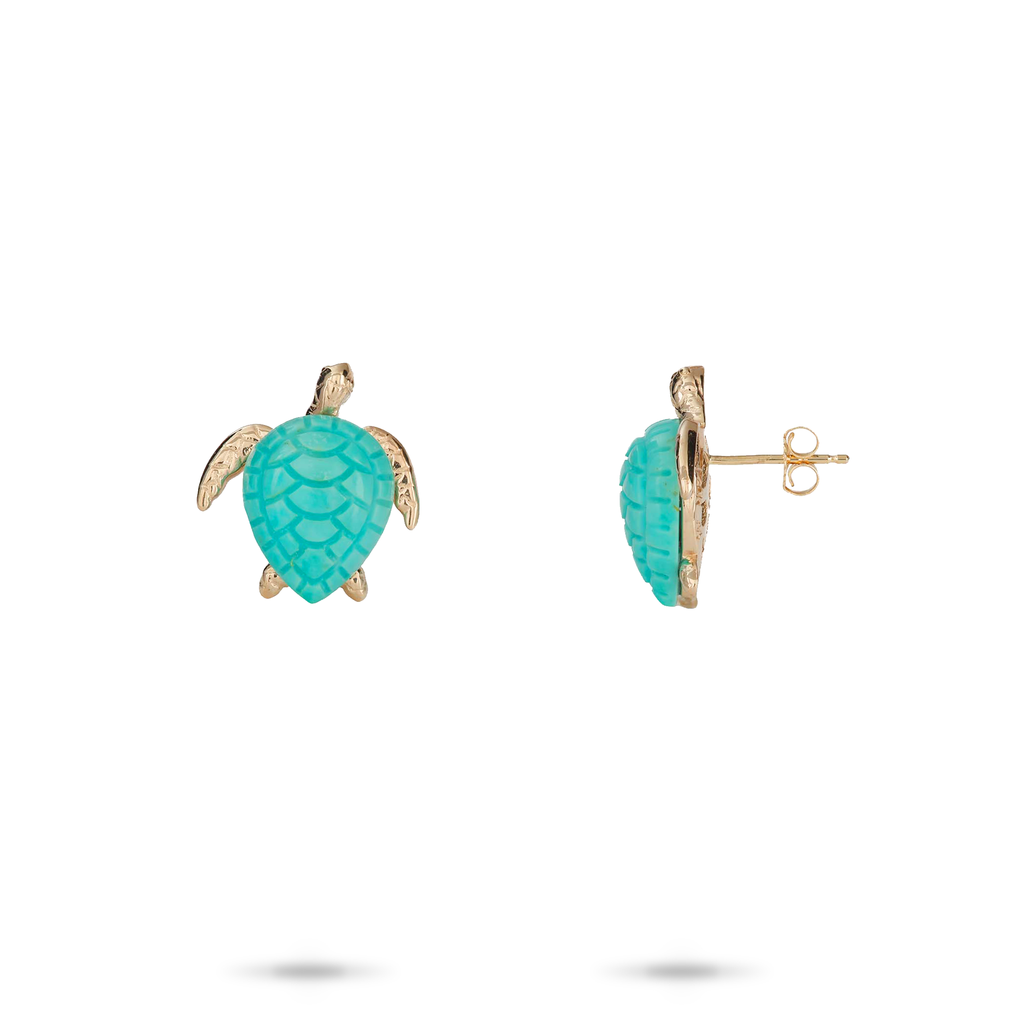 Honu Turquoise Earrings in Gold - 13mm