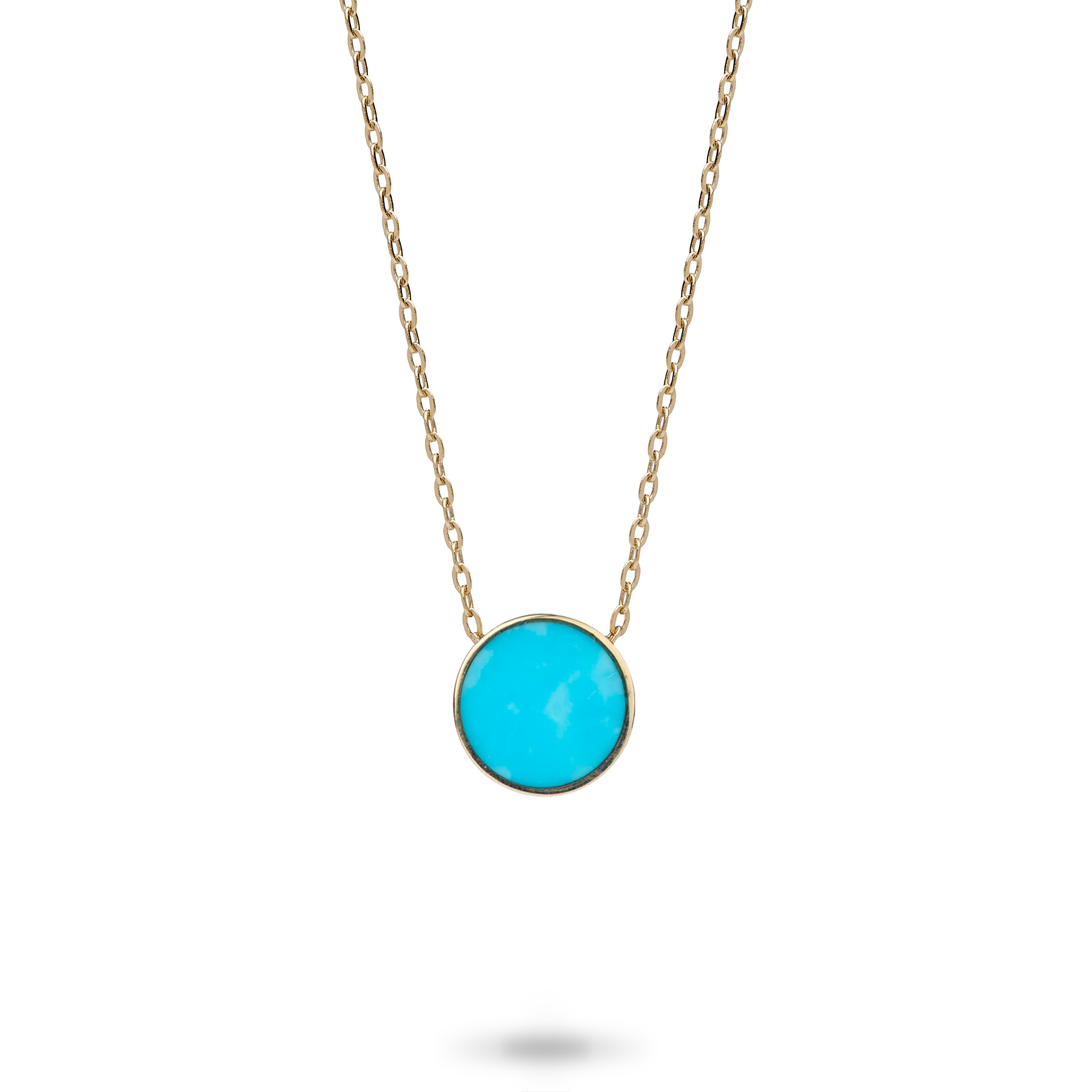 16-18" Adjustable Eclipse Flipside Turquoise & Mother of Pearl Necklace in Gold - 9mm