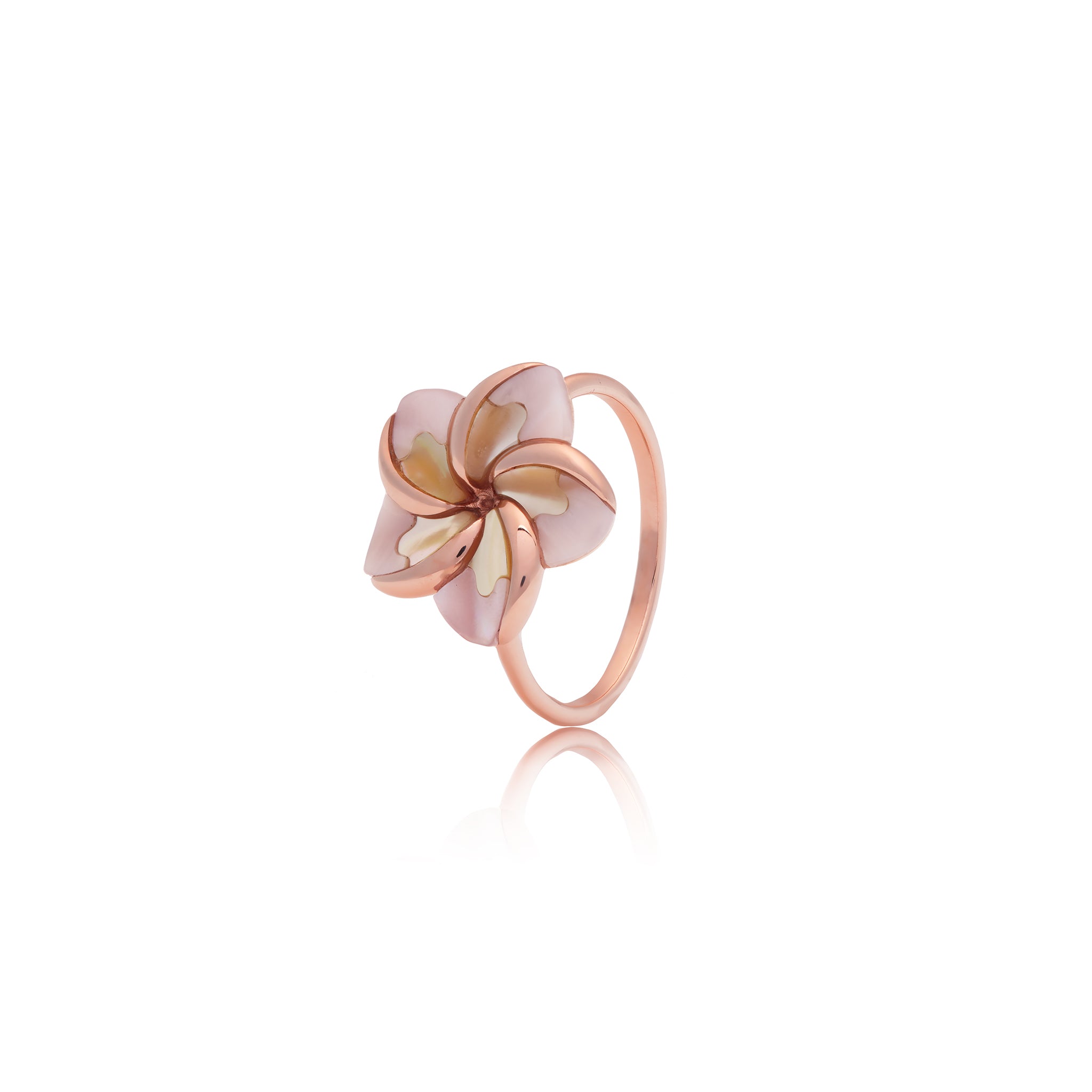 Plumeria Mother of Pearl Ring in Rose Gold - 16mm