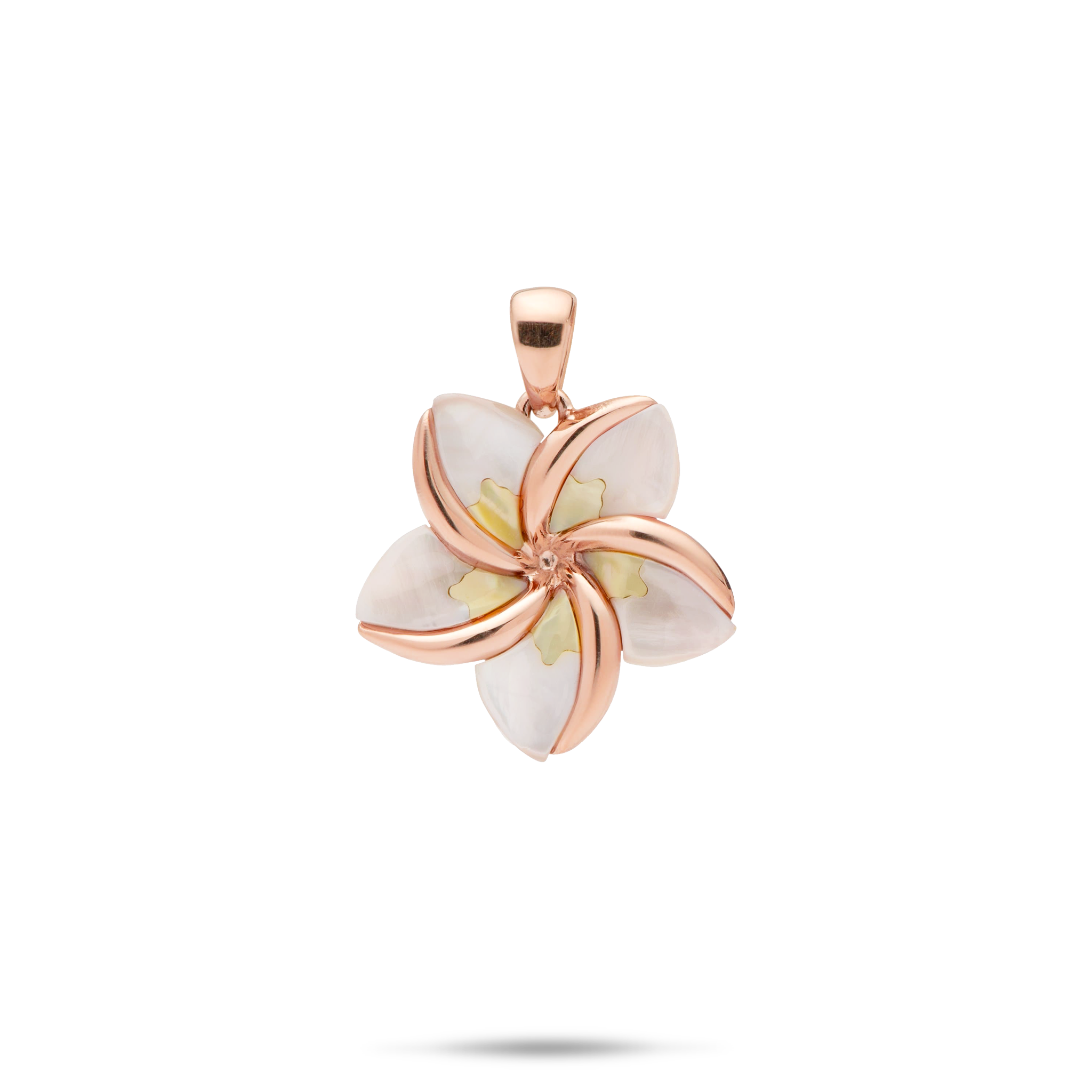 Plumeria Mother of Pearl Pendant in Rose Gold - 18mm