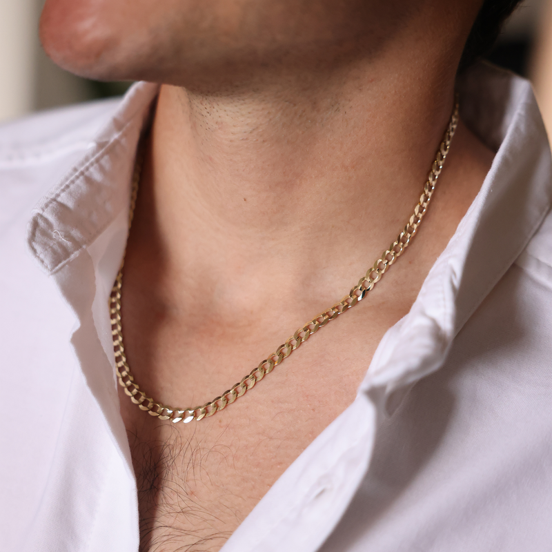 Estate Solid 18K Gold Flat Curb Chain Necklace, 57 gms – Boylerpf