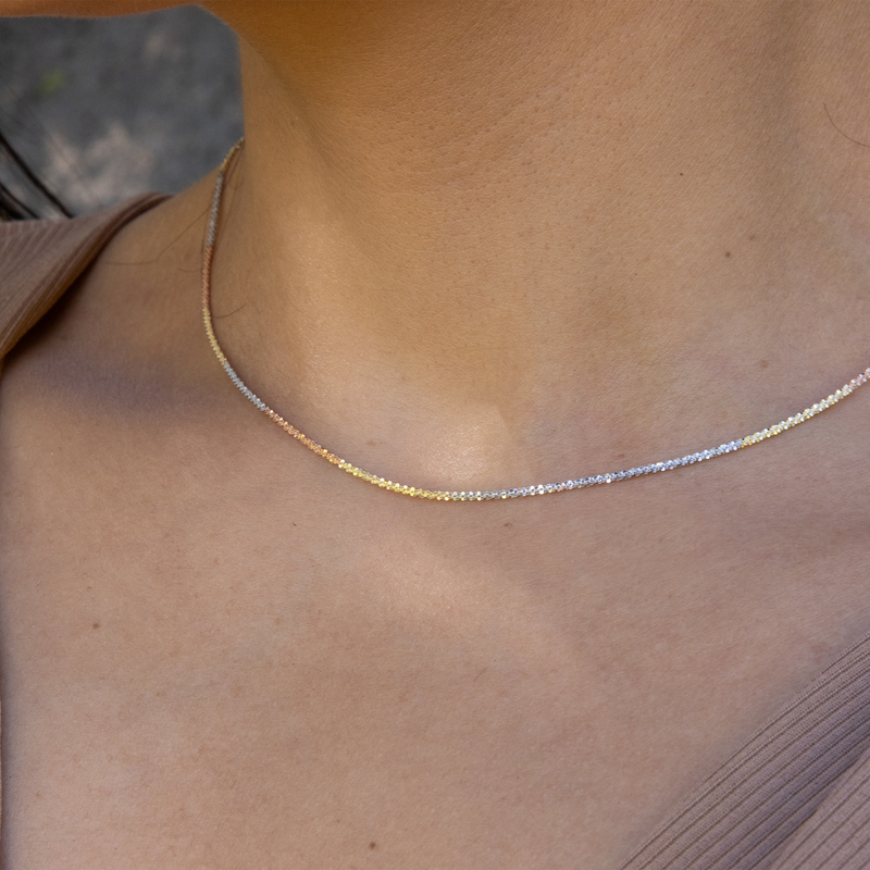 14K Solid Rose Gold Herringbone Chain Necklace 16 