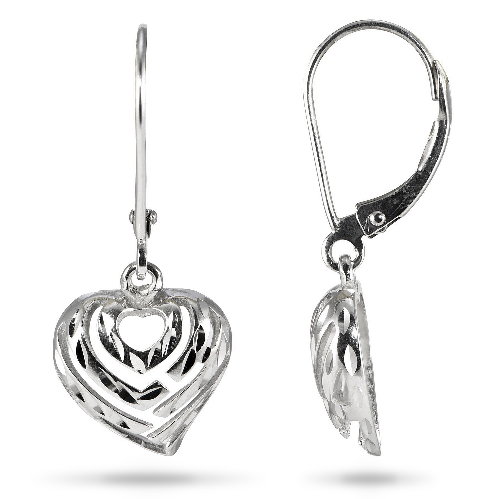 Aloha Heart Earrings in Sterling Silver - 18mm