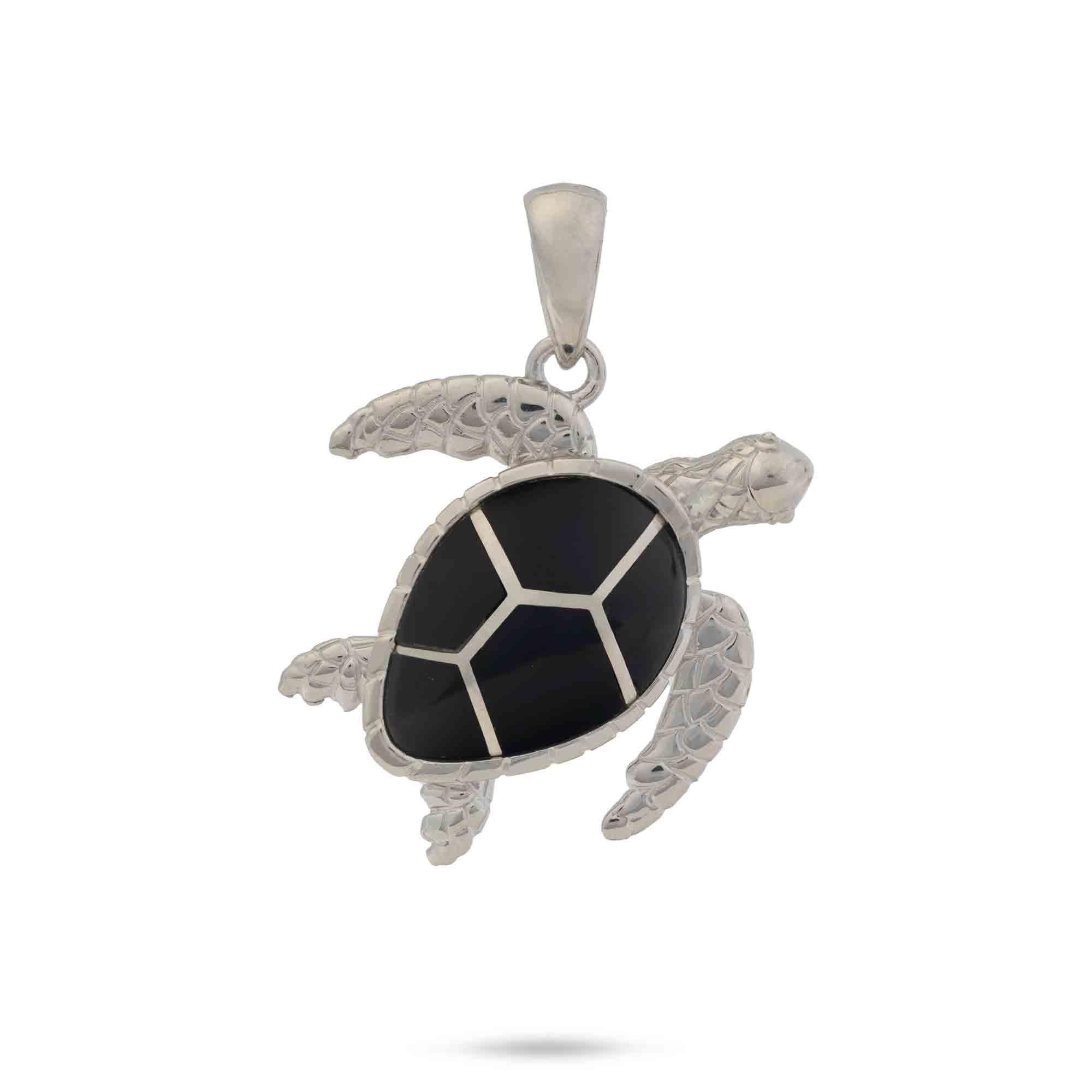 HONU Black Coral Pendant en argent sterling - 26 mm