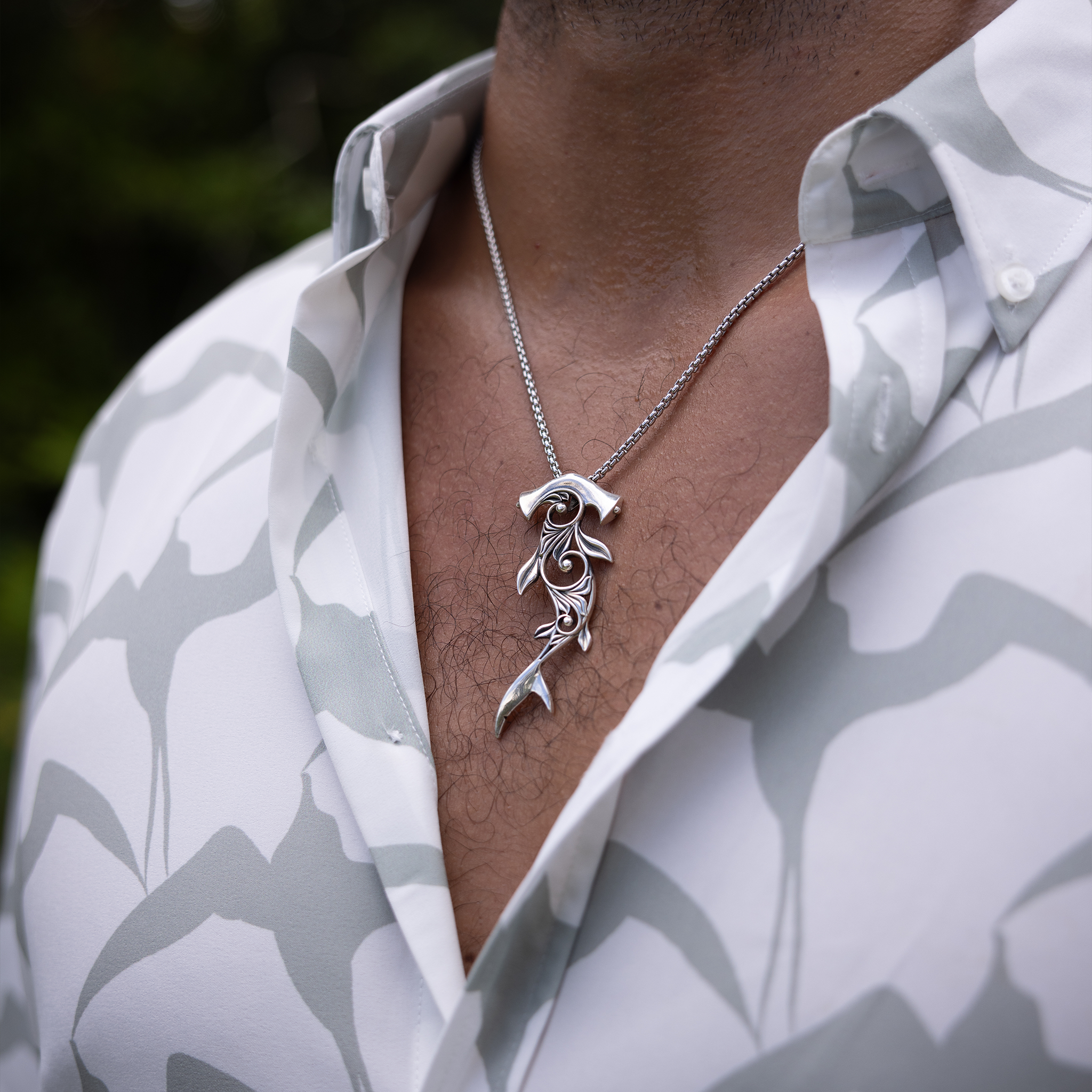 Héritage vivant Hammerhead Shark Pendant en argent sterling - 70 mm