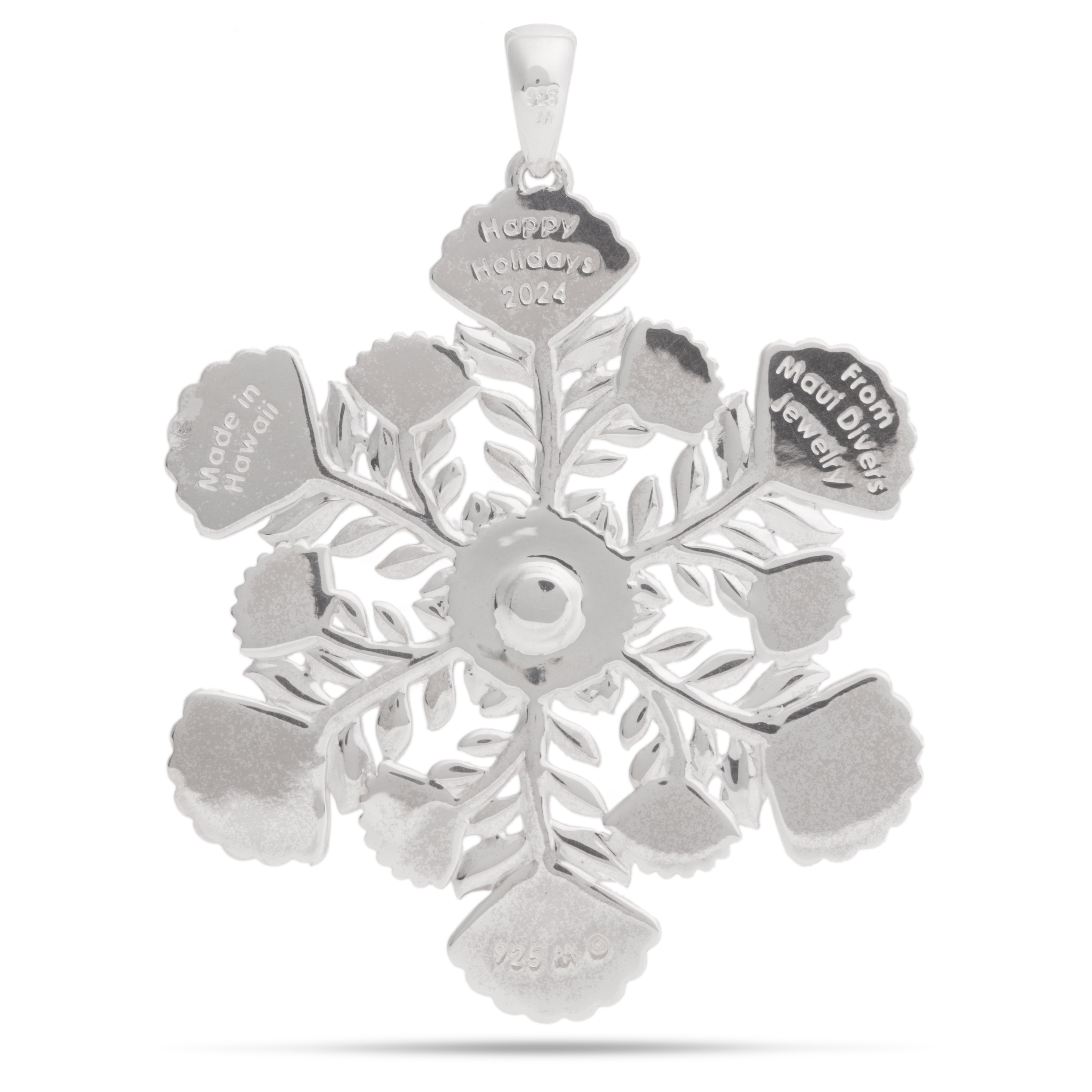 2024 Limited Edition Hawaiian Snowflake ʻŌhiʻa Lehua Ornament in Sterling Silver - 45mm