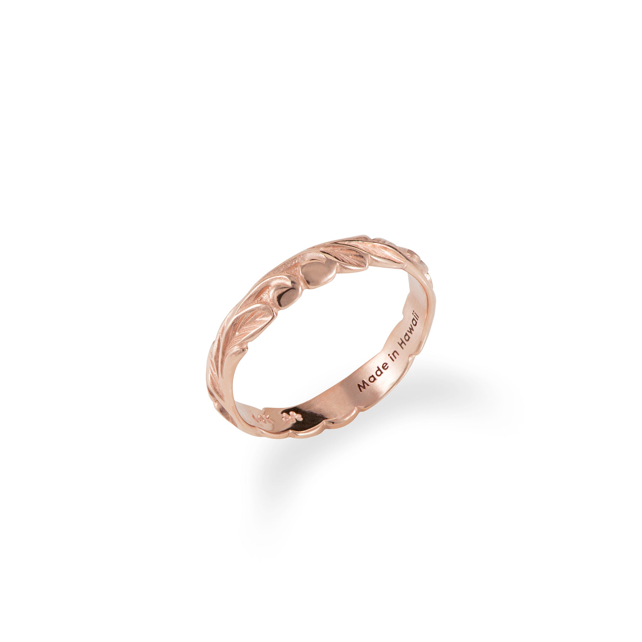 Hawaiian Heirloom Old English Scroll Ring in Rose Gold - 3mm