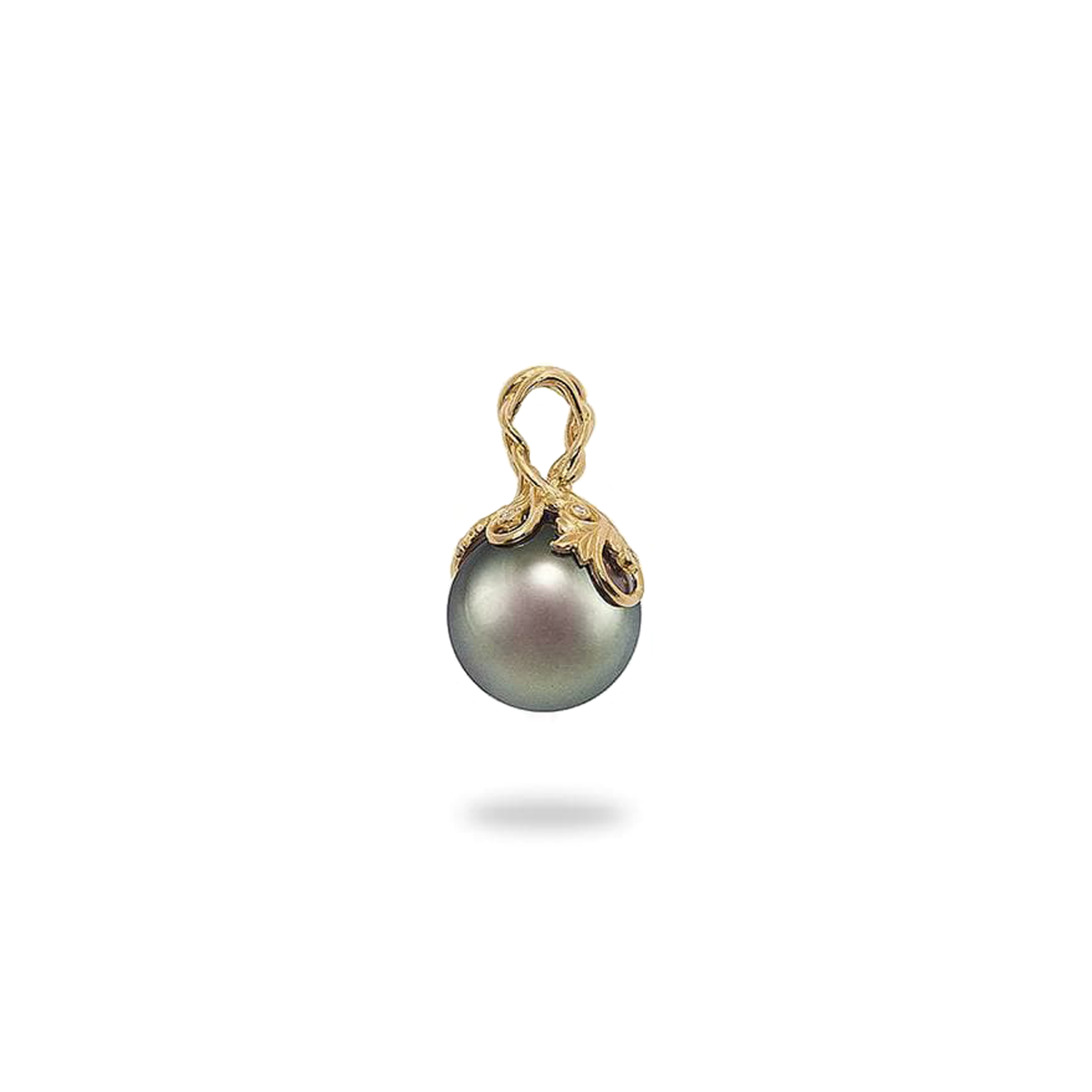 Living Heirloom Tahitian Black Pearl Pendant in Gold with Diamonds