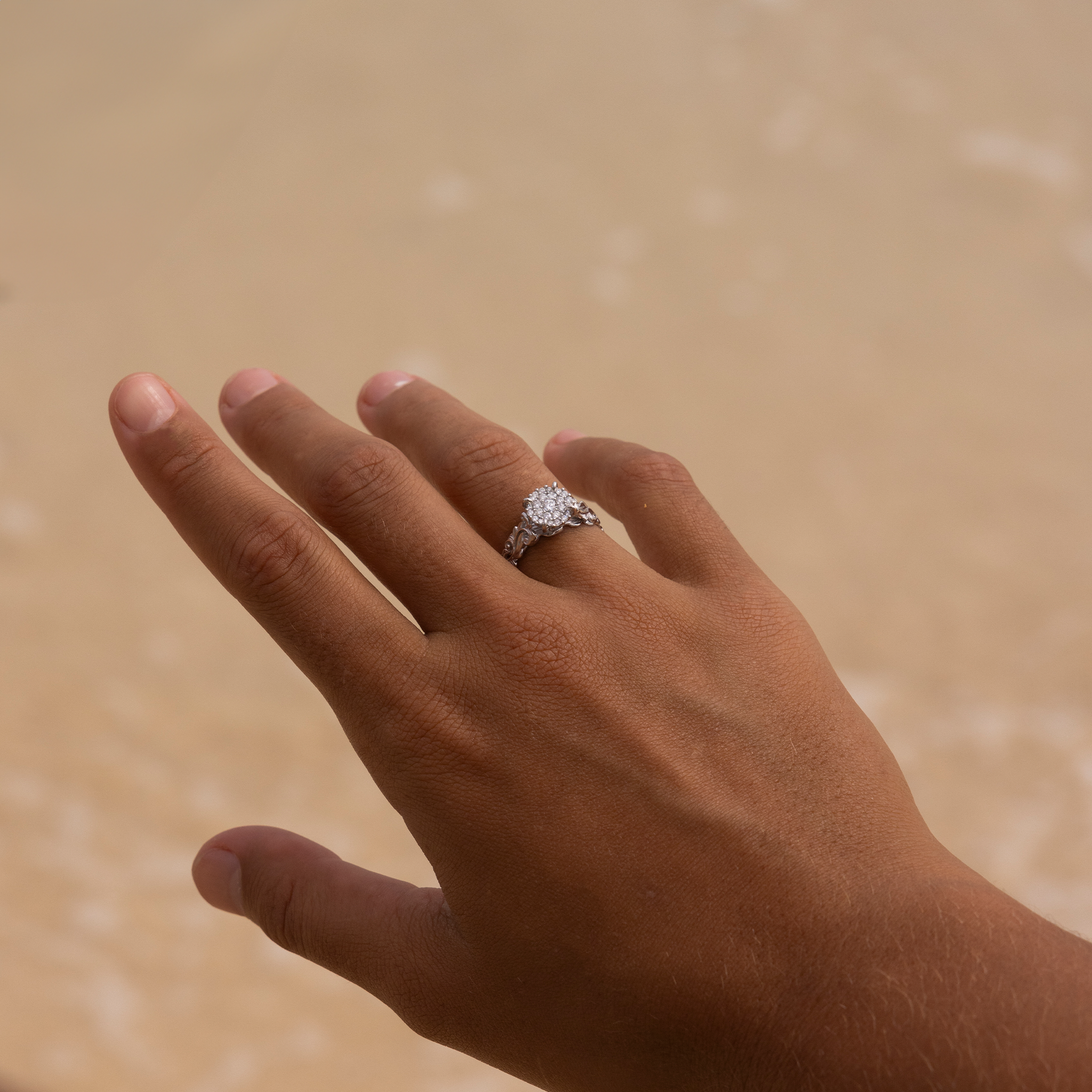 Living Heirloom Engagement Ring in White Gold with Diamonds