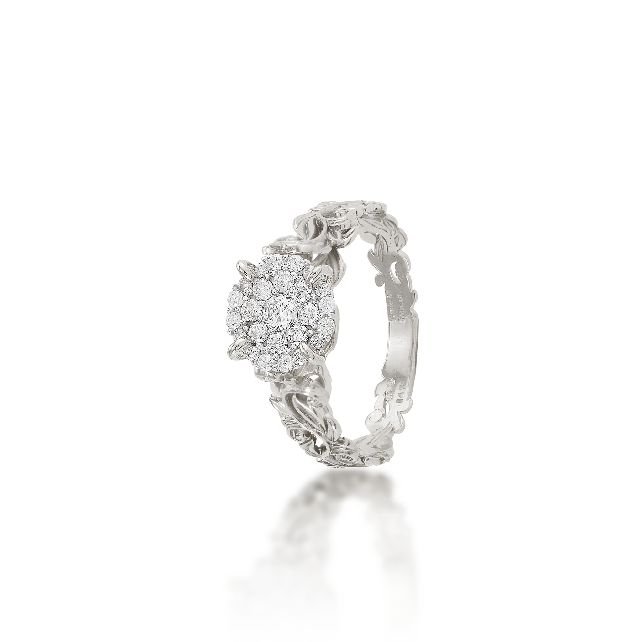 Living Heirloom Engagement Ring in White Gold with Diamonds