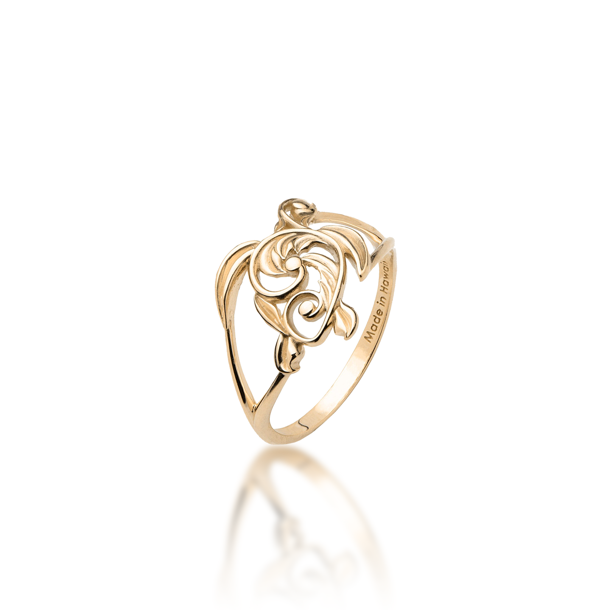 Living Heirloom Honu Ring in Gold - 16mm