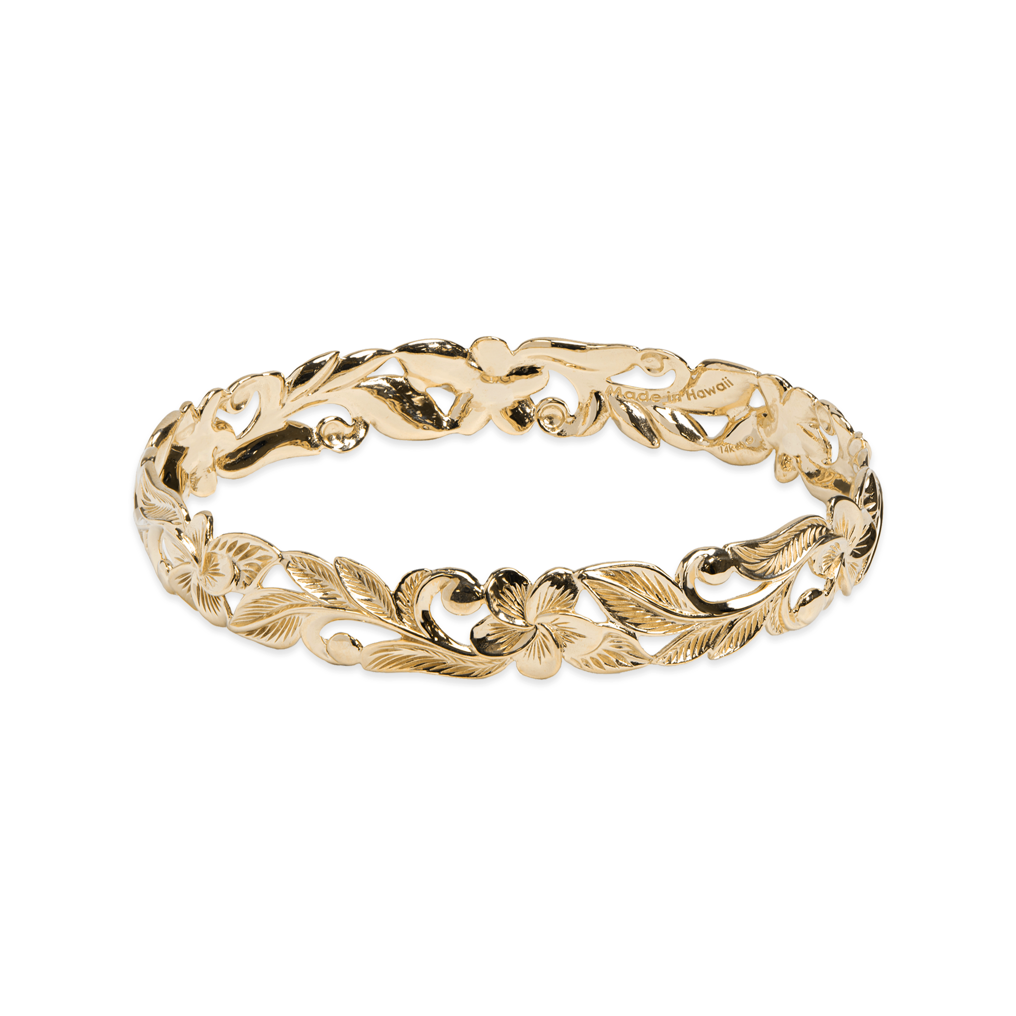 Hawaiian Heirloom Plumeria Bracelet in Gold - 10mm