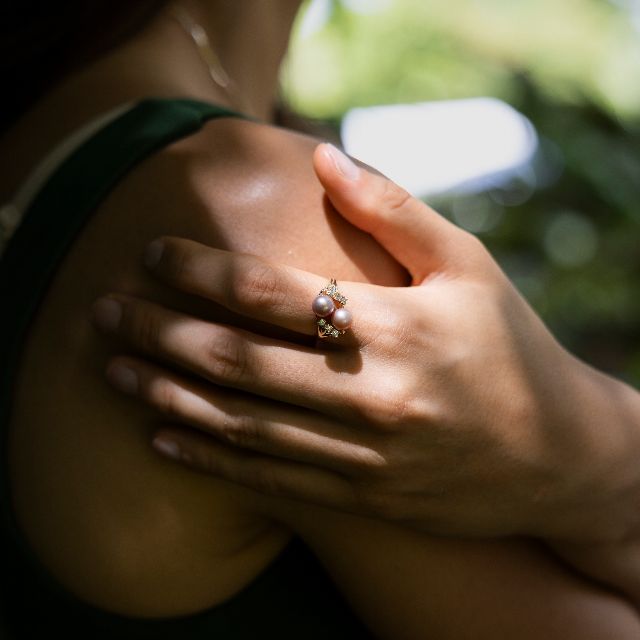 Wählen Sie einen Pearl 8 Island Ring in Gold mit Diamanten